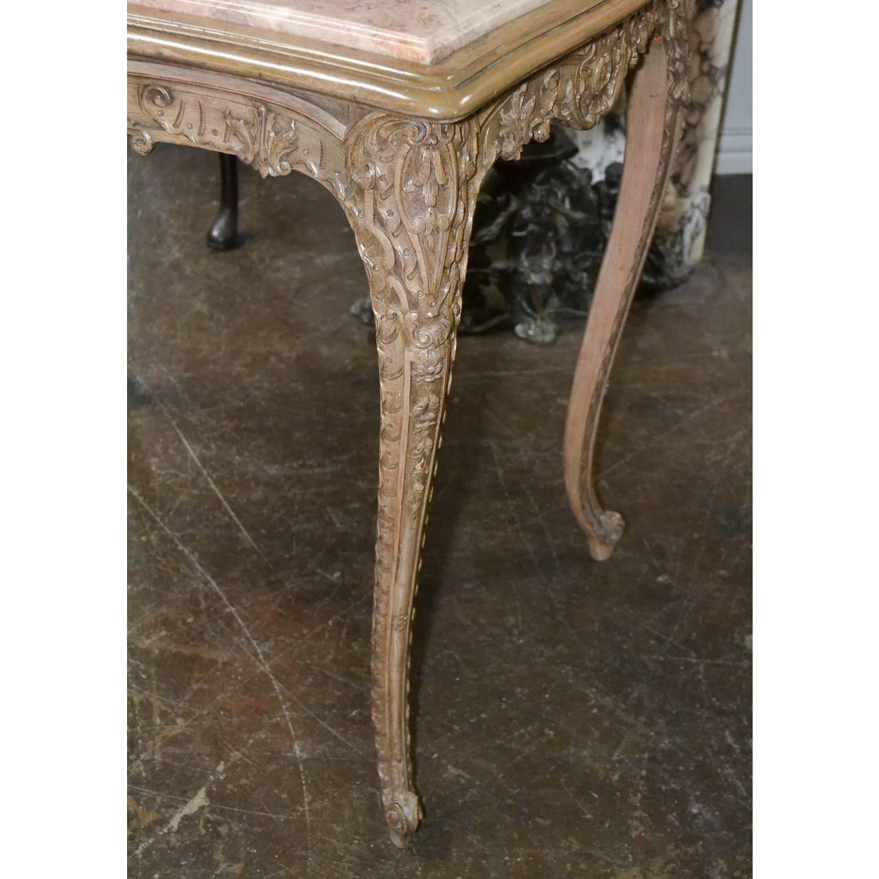Louis XV 19th Century French Carved and Lacquered Salon Table For Sale