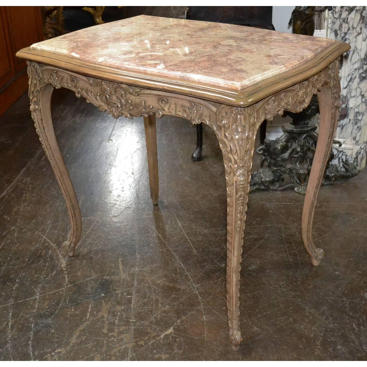Wood 19th Century French Carved and Lacquered Salon Table For Sale