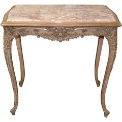 Mesa de salón francesa del siglo XIX tallada y lacada