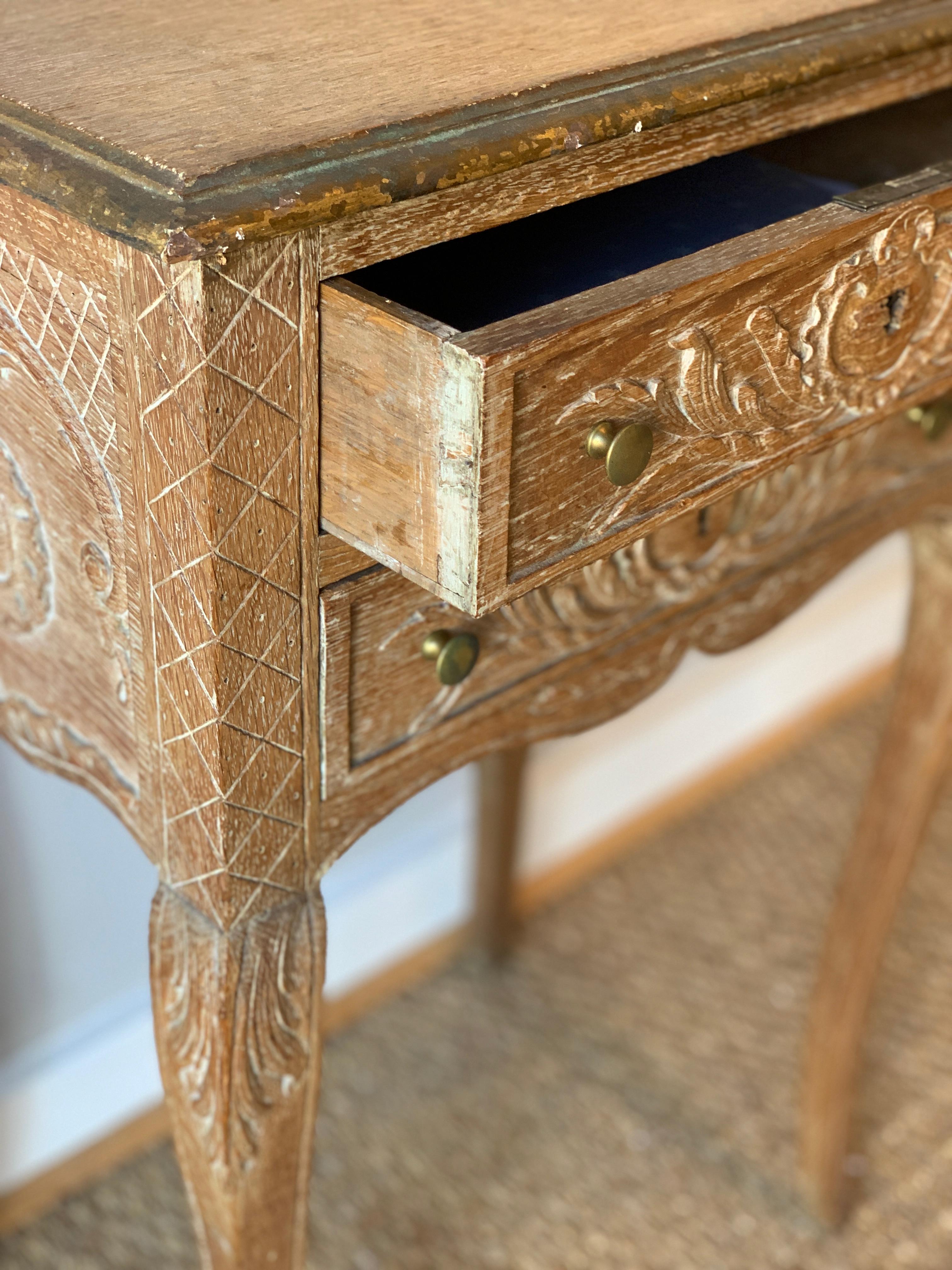 19th Century French Carved and Limed Oak Side Table 4