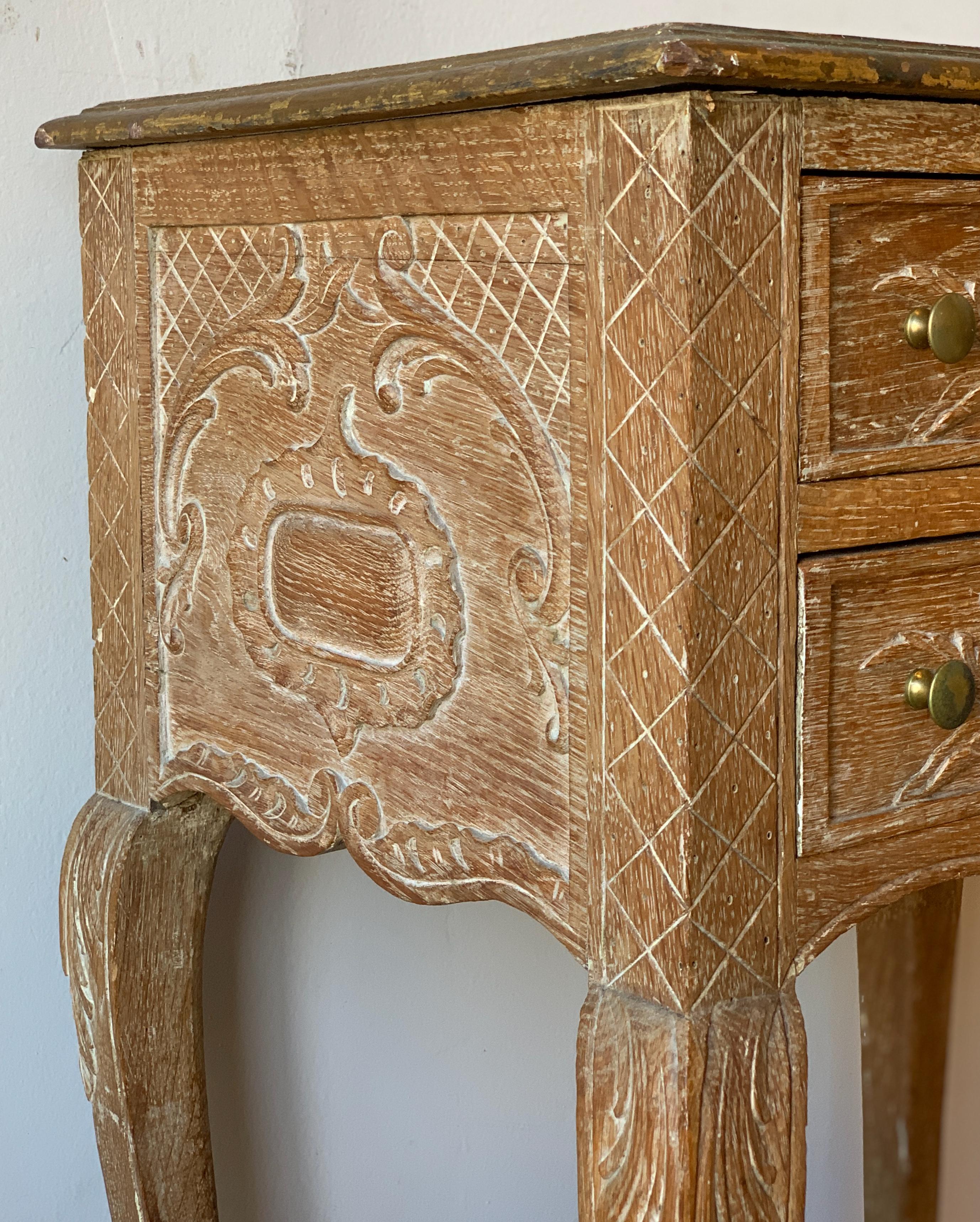 19th Century French Carved and Limed Oak Side Table 7
