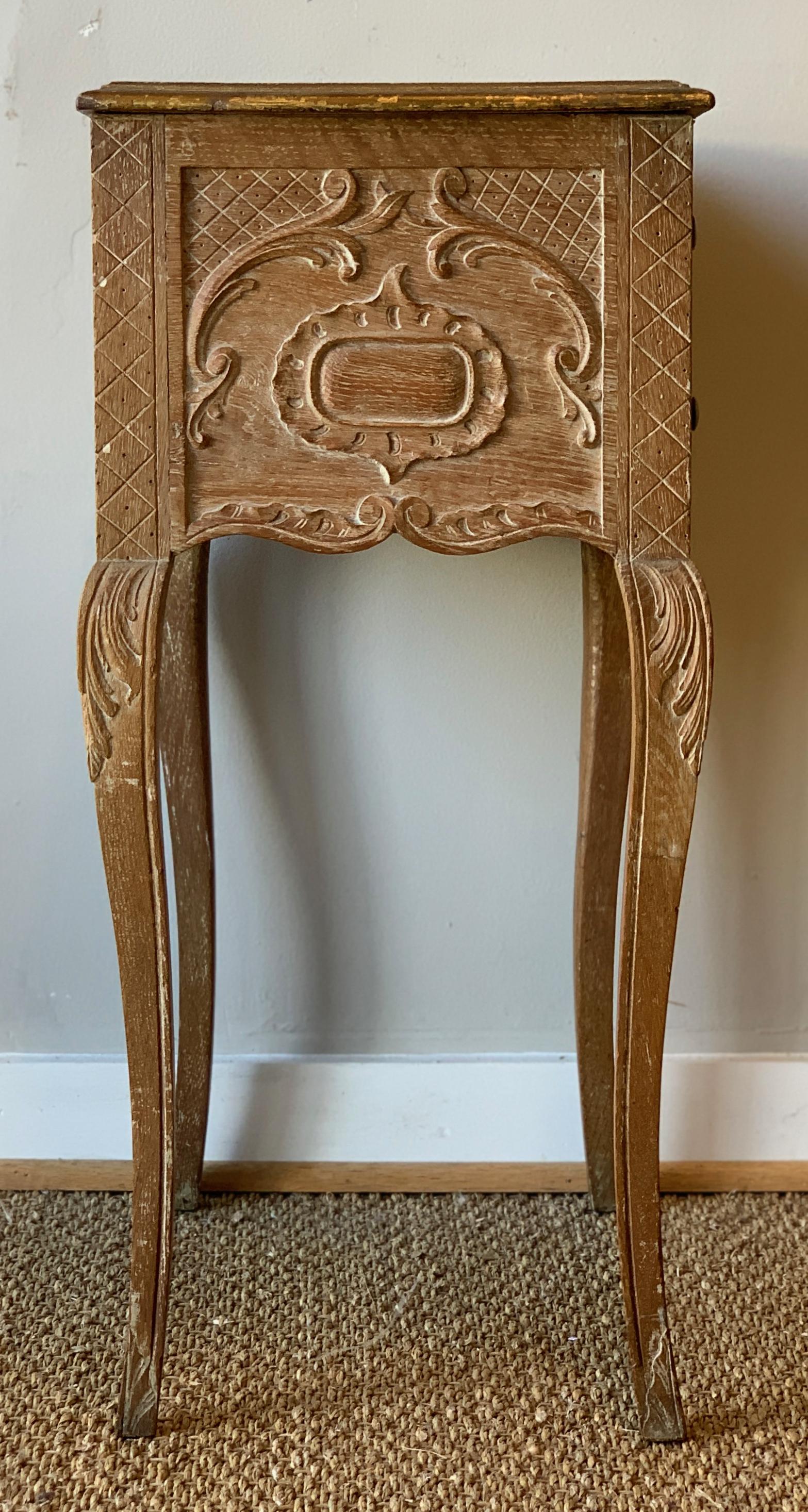 19th Century French Carved and Limed Oak Side Table 1