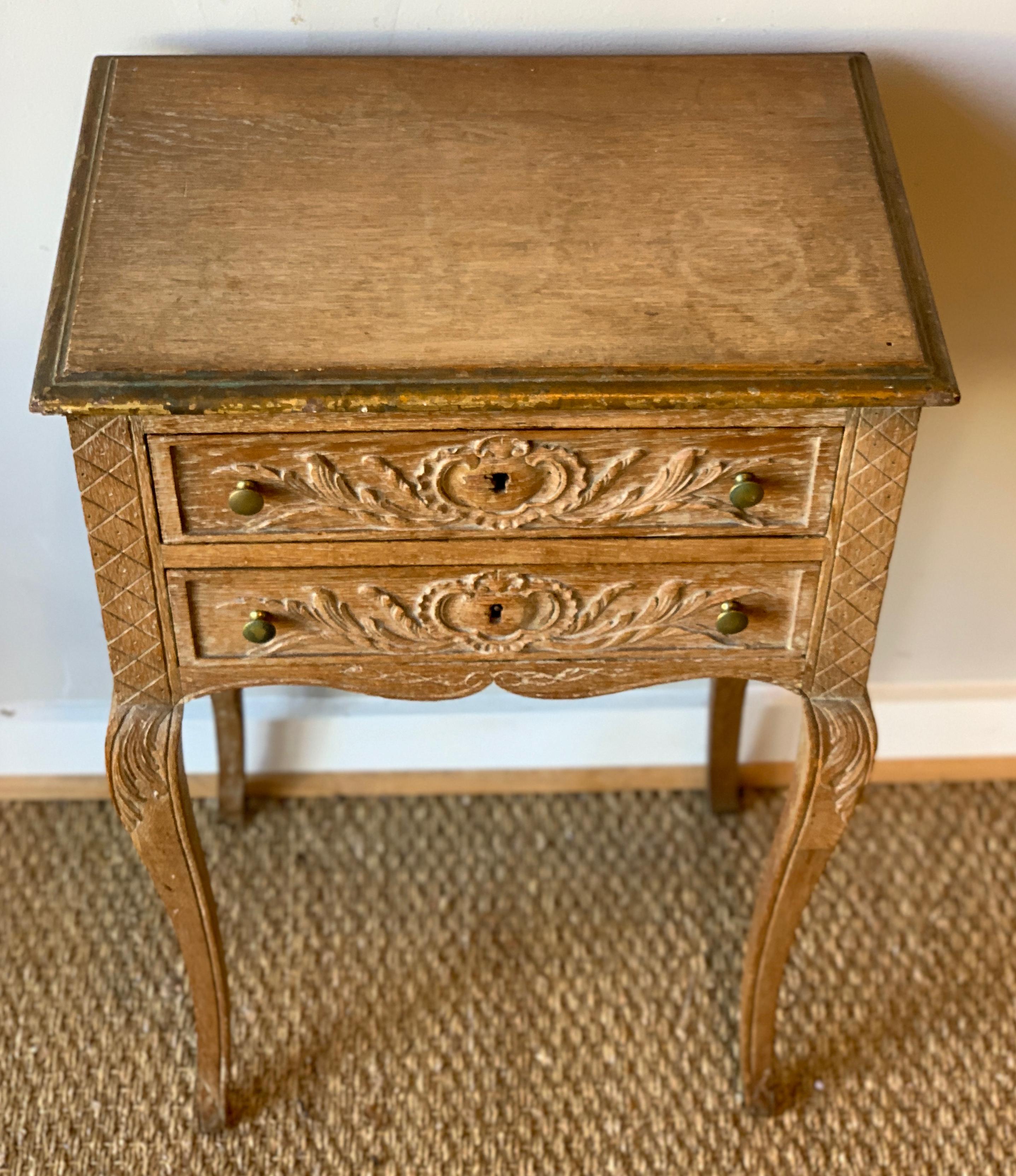 19th Century French Carved and Limed Oak Side Table 2