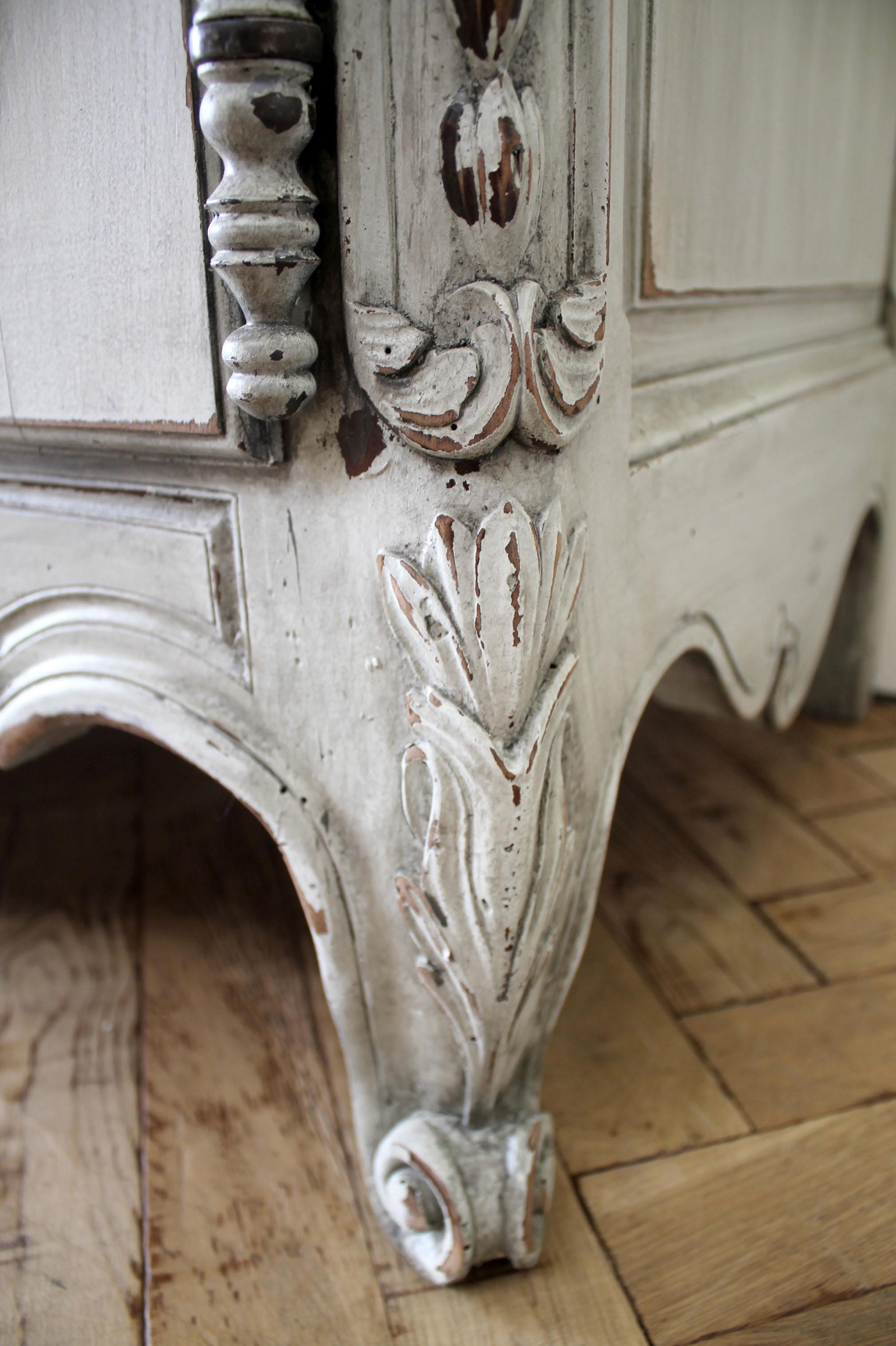 19th Century French Carved and Painted Buffet with Carved Roses 5