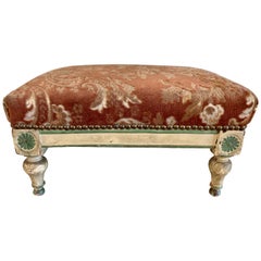 19th Century French Carved and Painted Directoire' Style Foot Stool