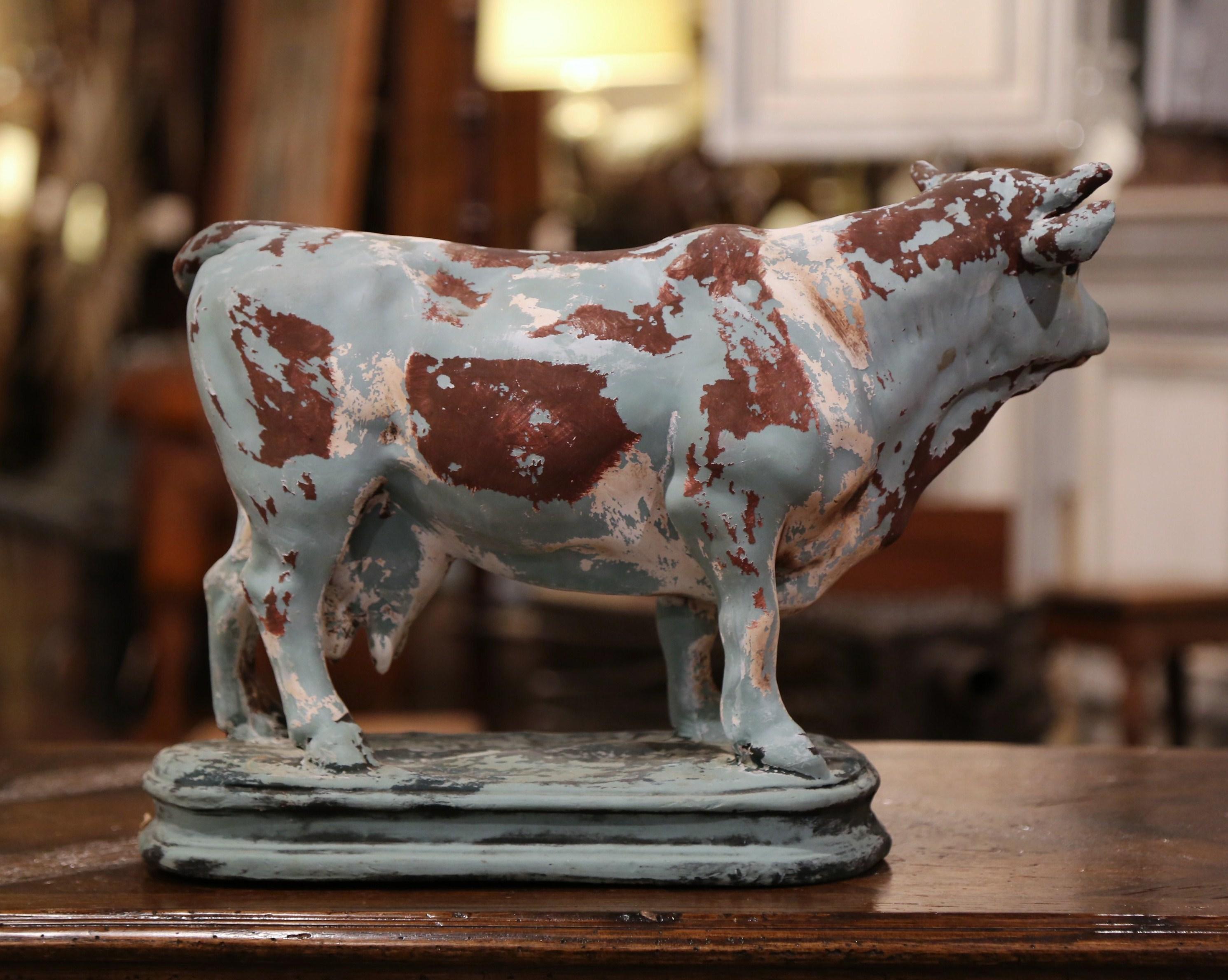 19th Century French Carved and Painted Paper Mâché Cow Sculpture 2