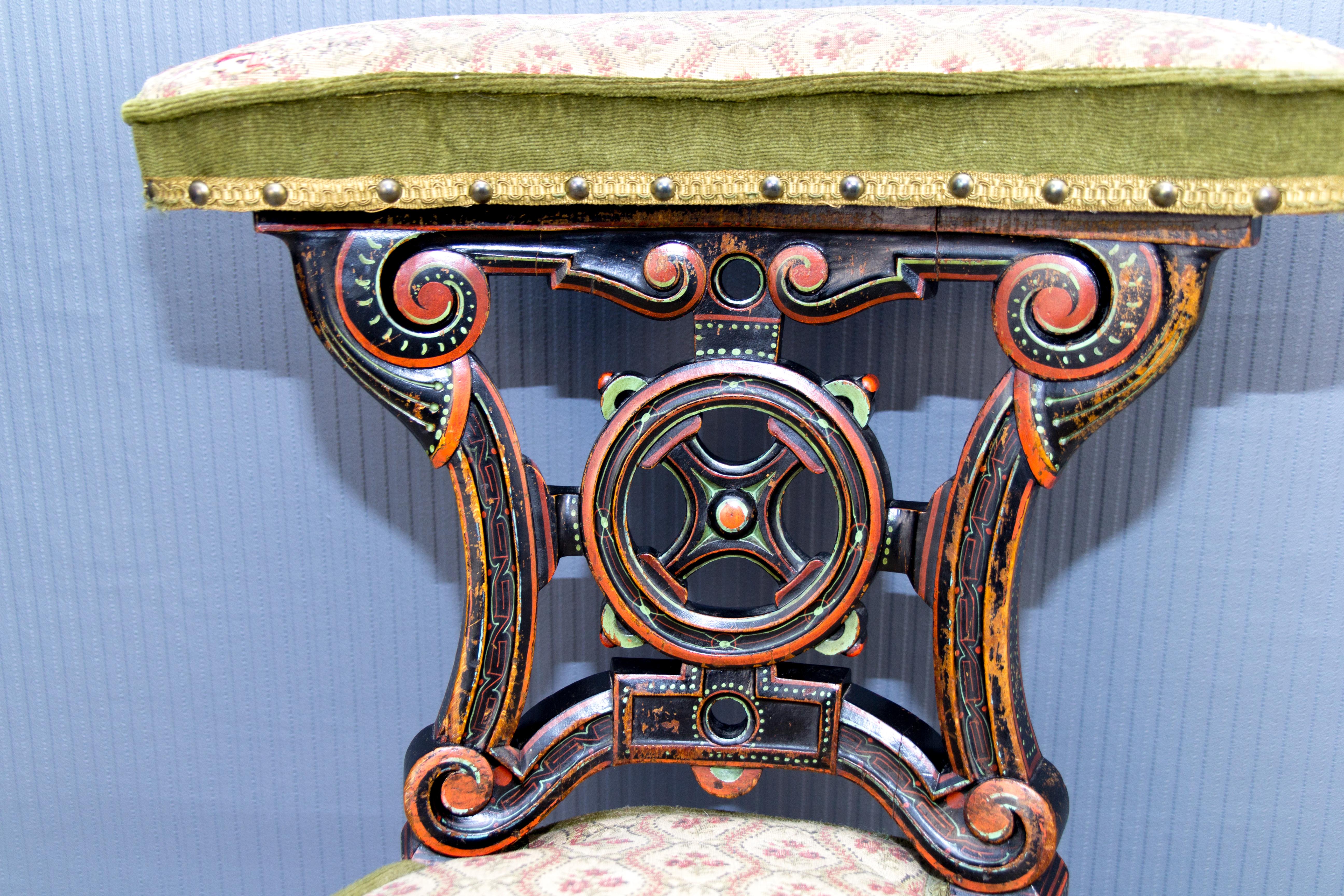 19th Century French Carved and Painted Chair 7