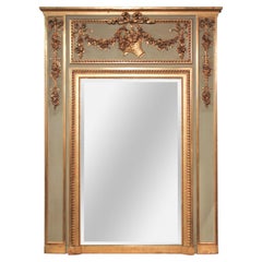 19th Century French Carved and Painted Trumeau Mirror