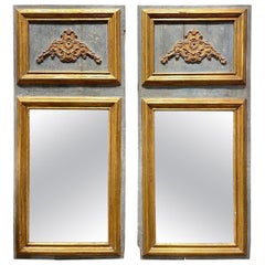 19th Century French Carved and Parcel-Gilt Trumeau Mirrors