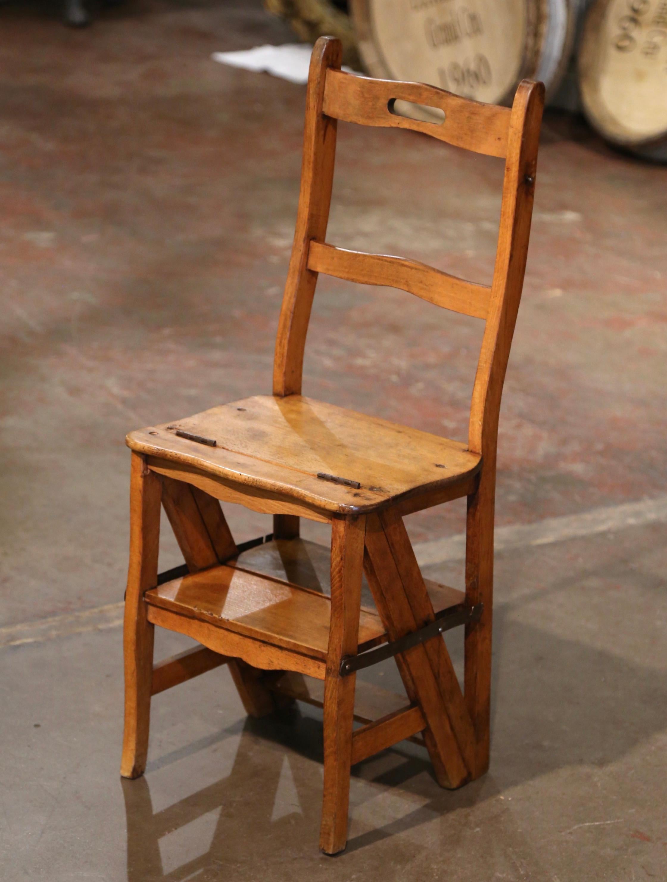 wooden folding library ladder chair