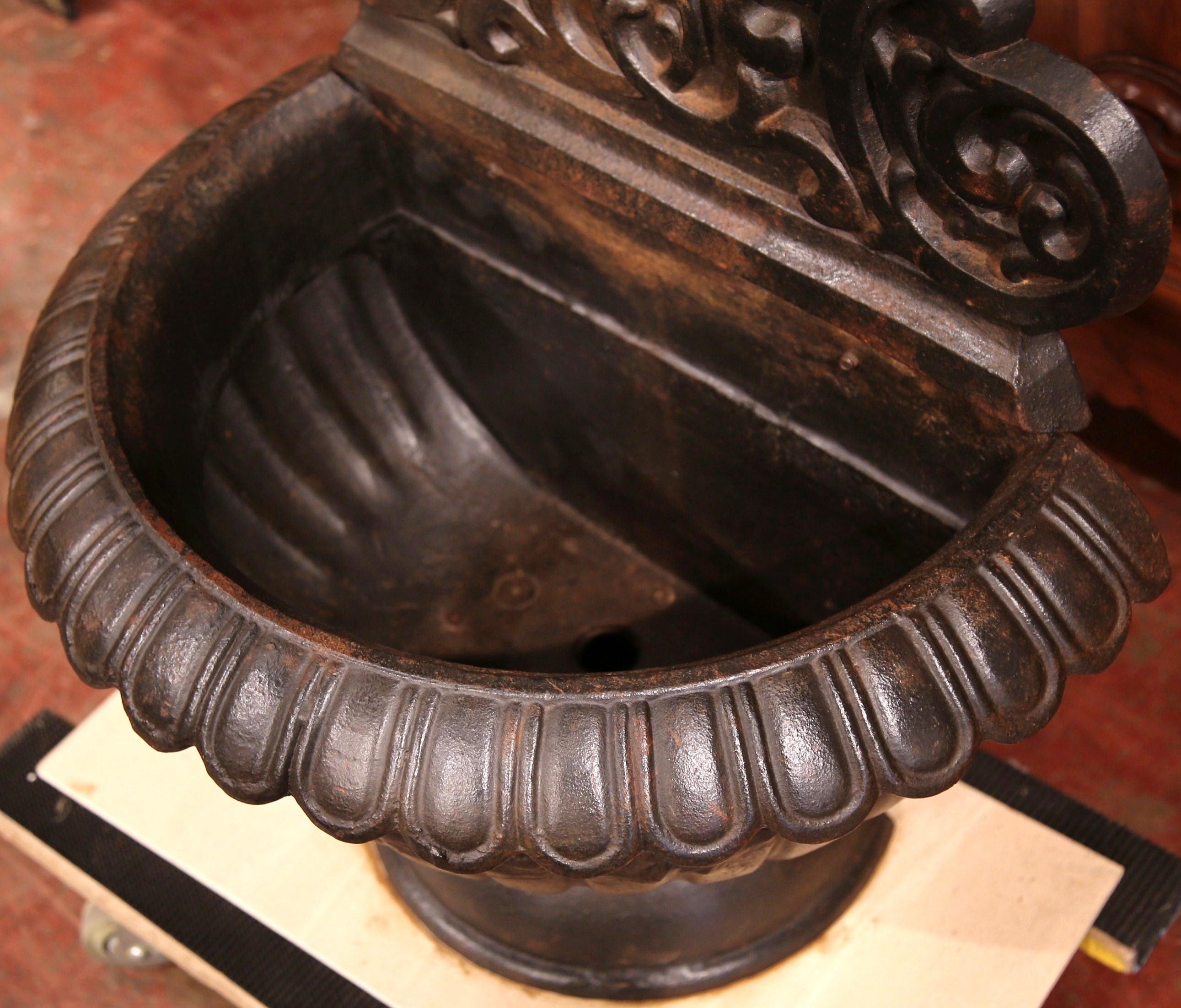 19th Century French Patinated Black Cast Iron Fountain with Lion Head In Excellent Condition In Dallas, TX