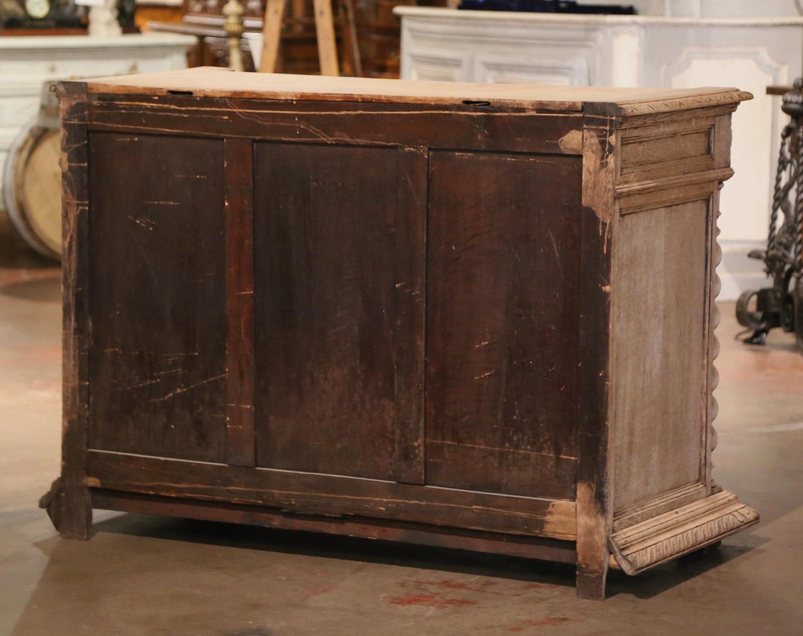 19th Century French Carved Bleached Oak Buffet with Fruit and Leaf Motifs For Sale 9