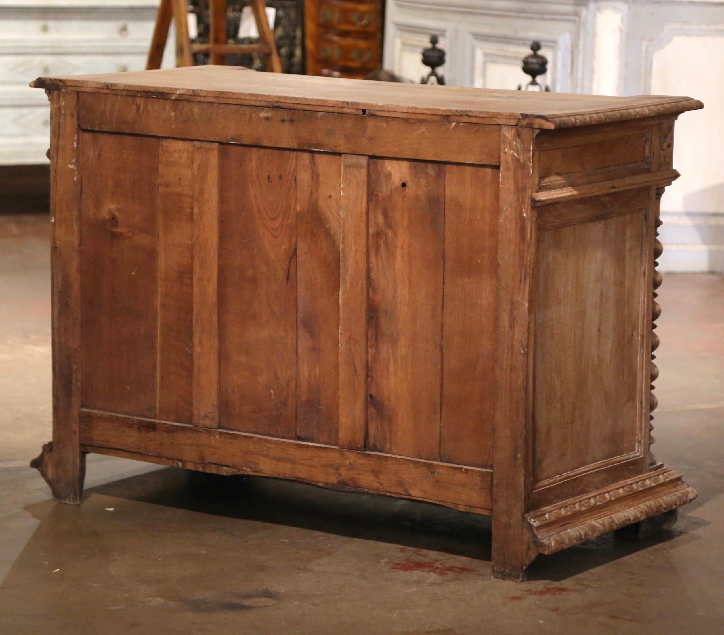 19th Century French Carved Bleached Oak Buffet with Hunt Motifs 9