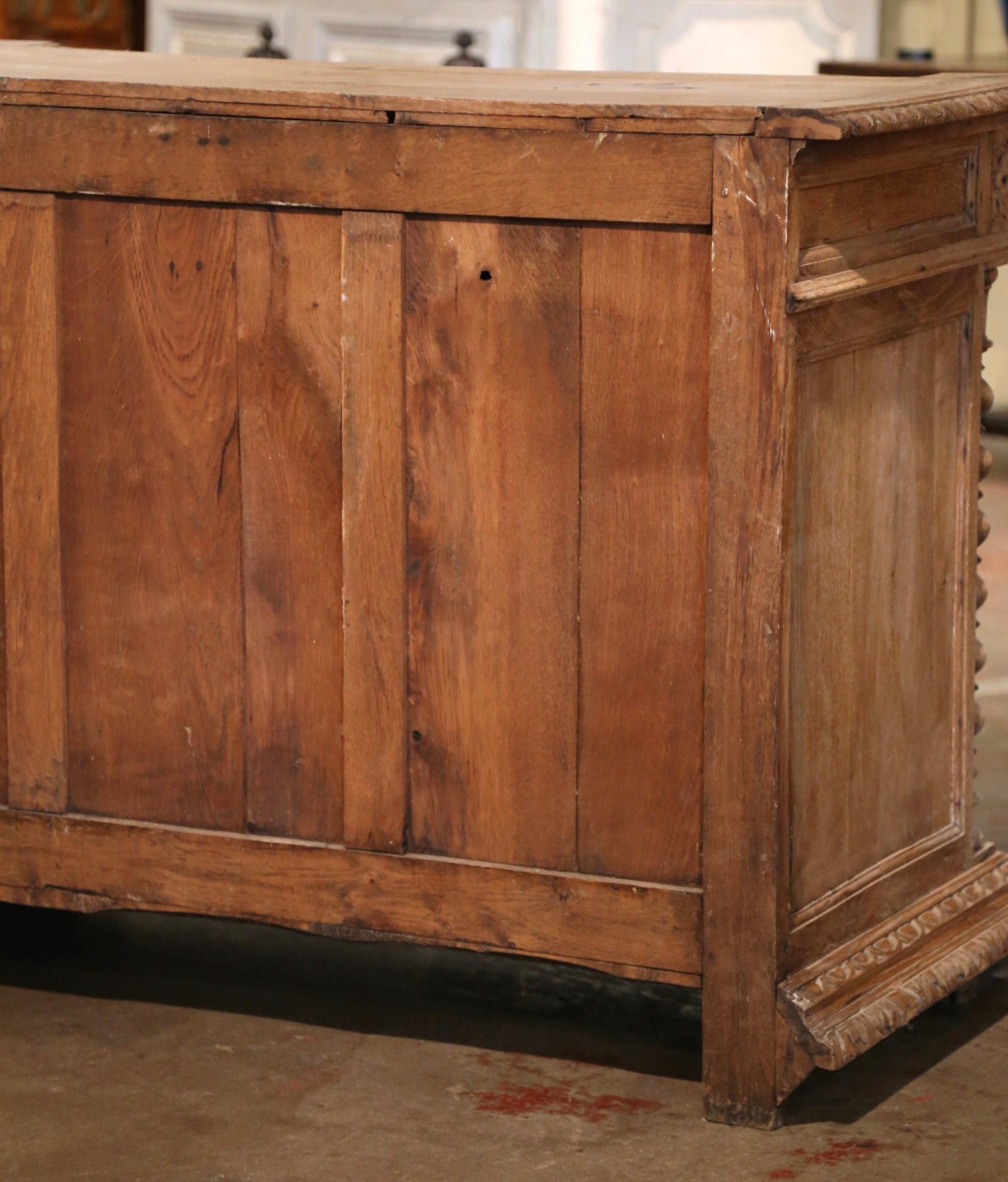 19th Century French Carved Bleached Oak Buffet with Hunt Motifs 10