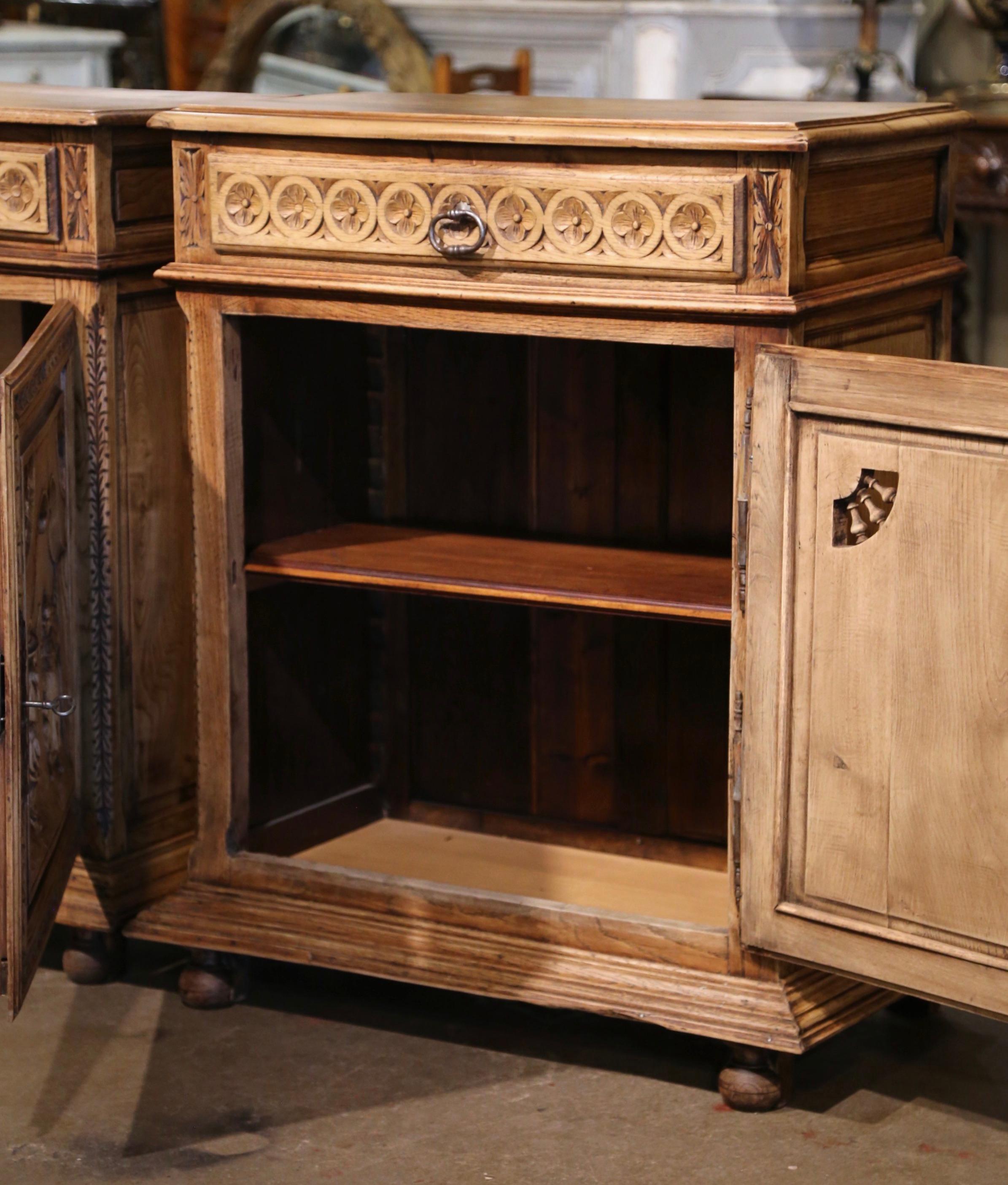  19th Century French Carved Bleached Oak Cabinets from Brittany, Set of Two For Sale 11