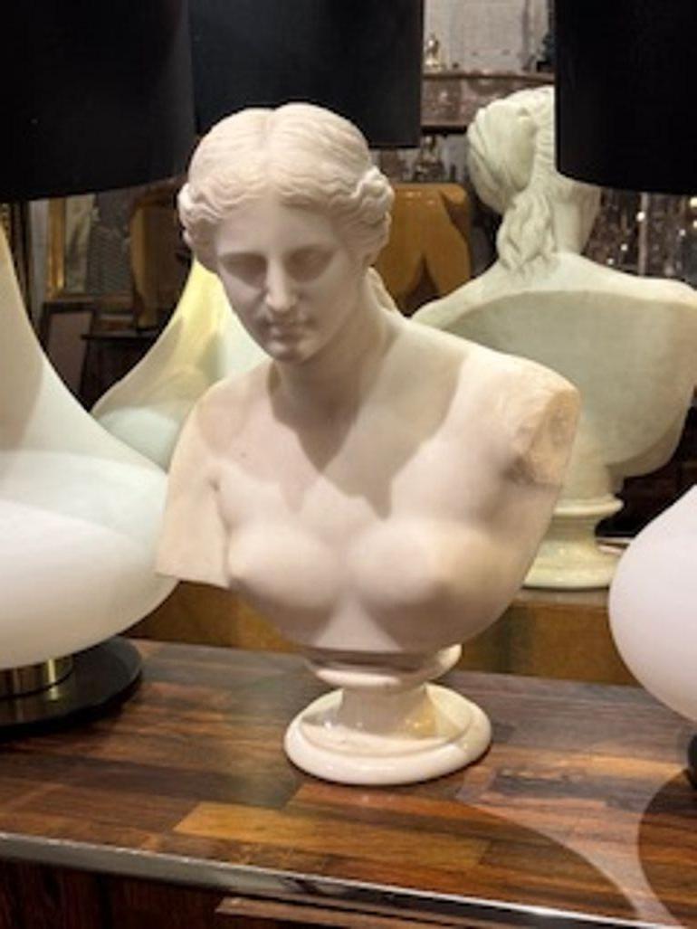 Il prodotto è un busto intagliato di Diana del XIX secolo, una scultura che raffigura l'antica dea romana. Questo capolavoro d'arte mette in mostra le intricate tecniche di intaglio utilizzate per creare busti dettagliati in quell'epoca. La scultura