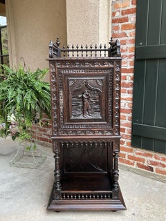 19th Century French Carved Cabinet Bookcase Breton Brittany Wine Bar Gothic