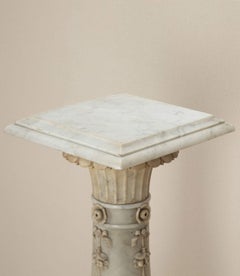 19th Century French Carved Carrara Marble Column