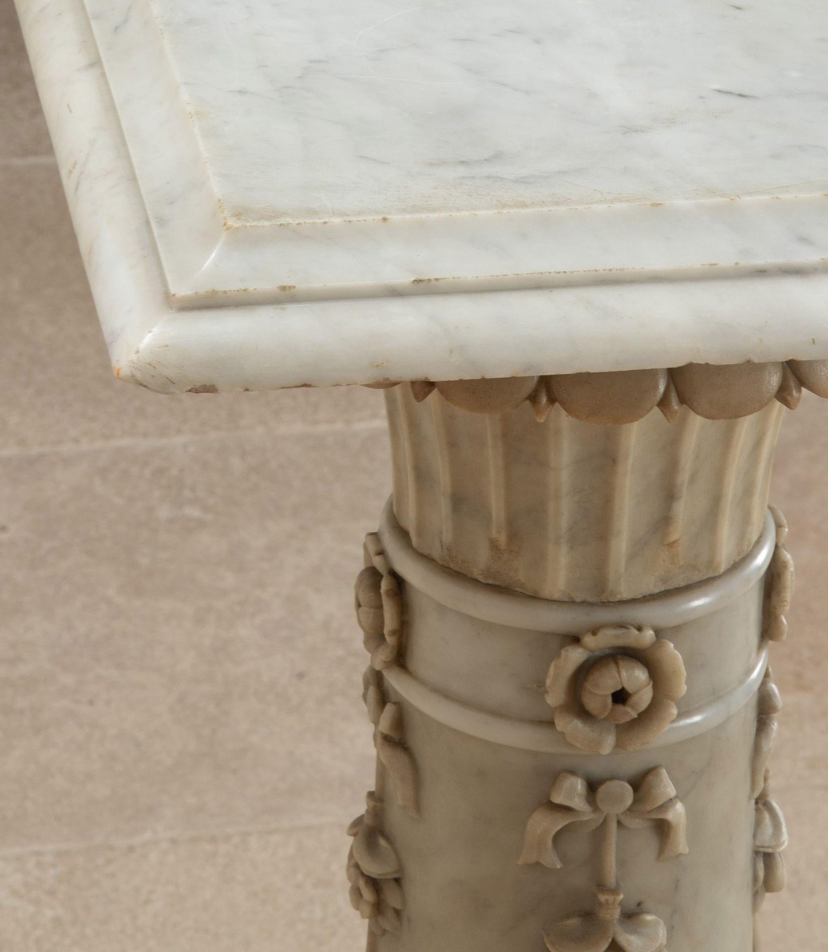 19th Century French Carved Carrara Marble Column For Sale 4