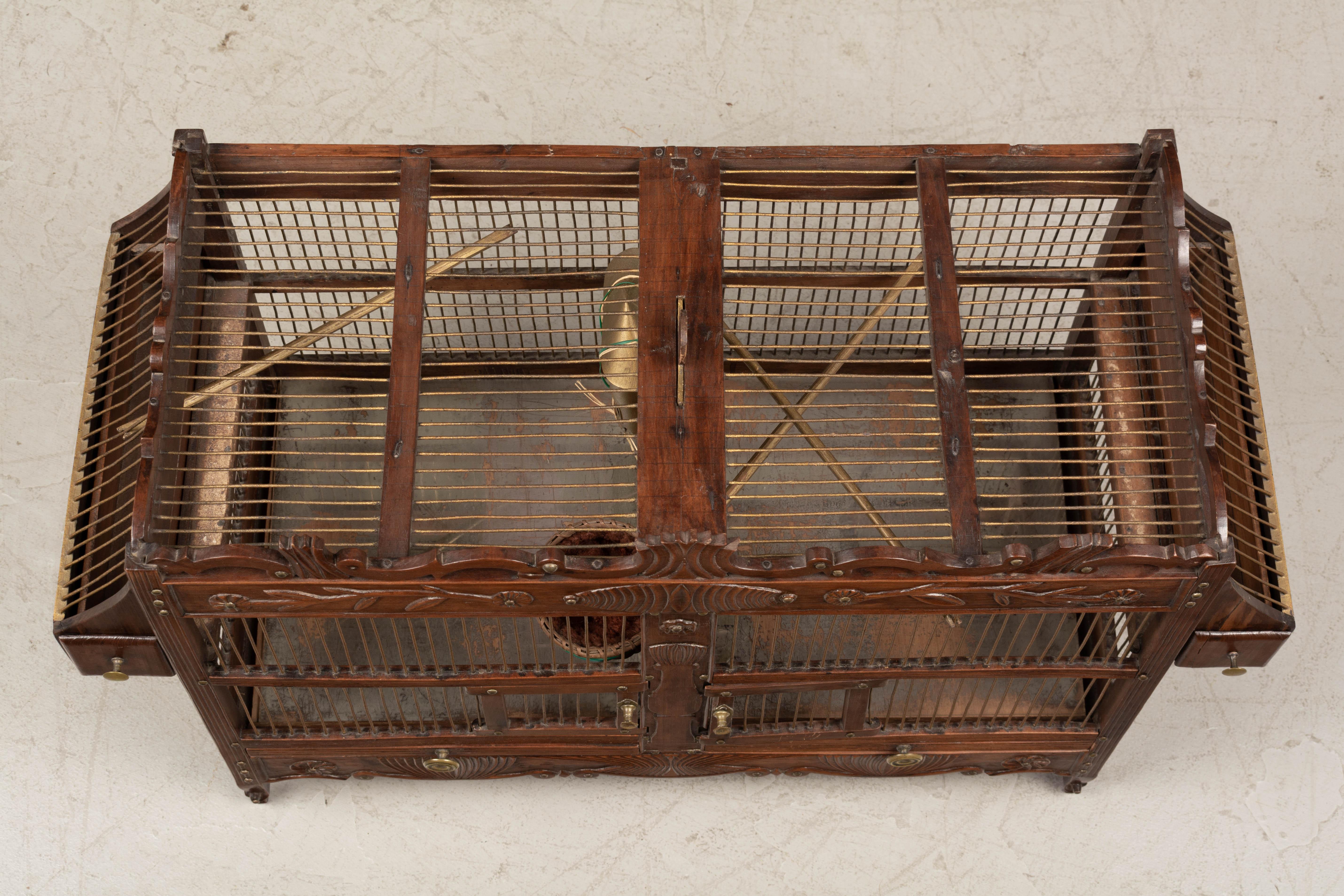 19th Century French Carved Cherry Birdcage 5