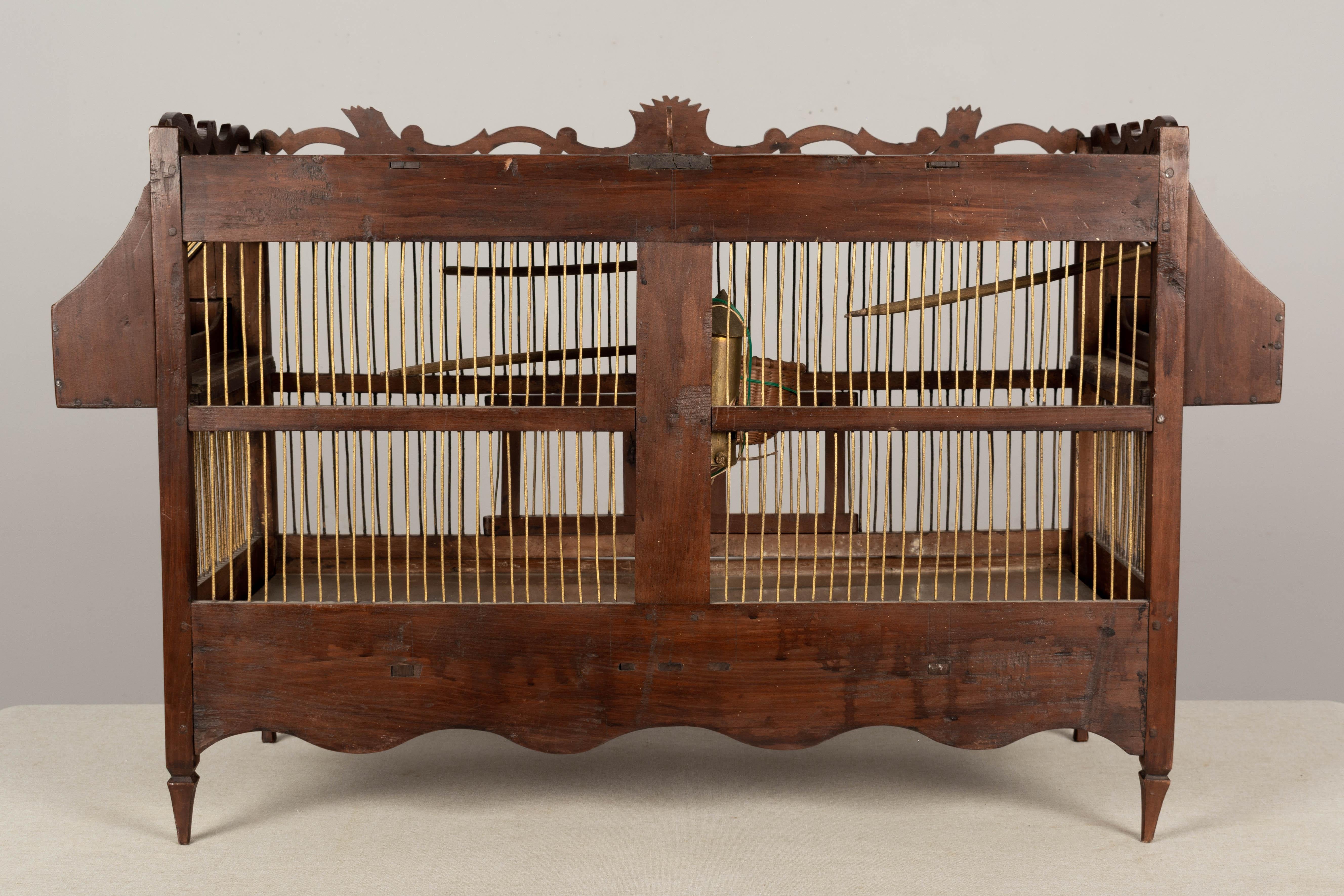 Hand-Crafted 19th Century French Carved Cherry Birdcage