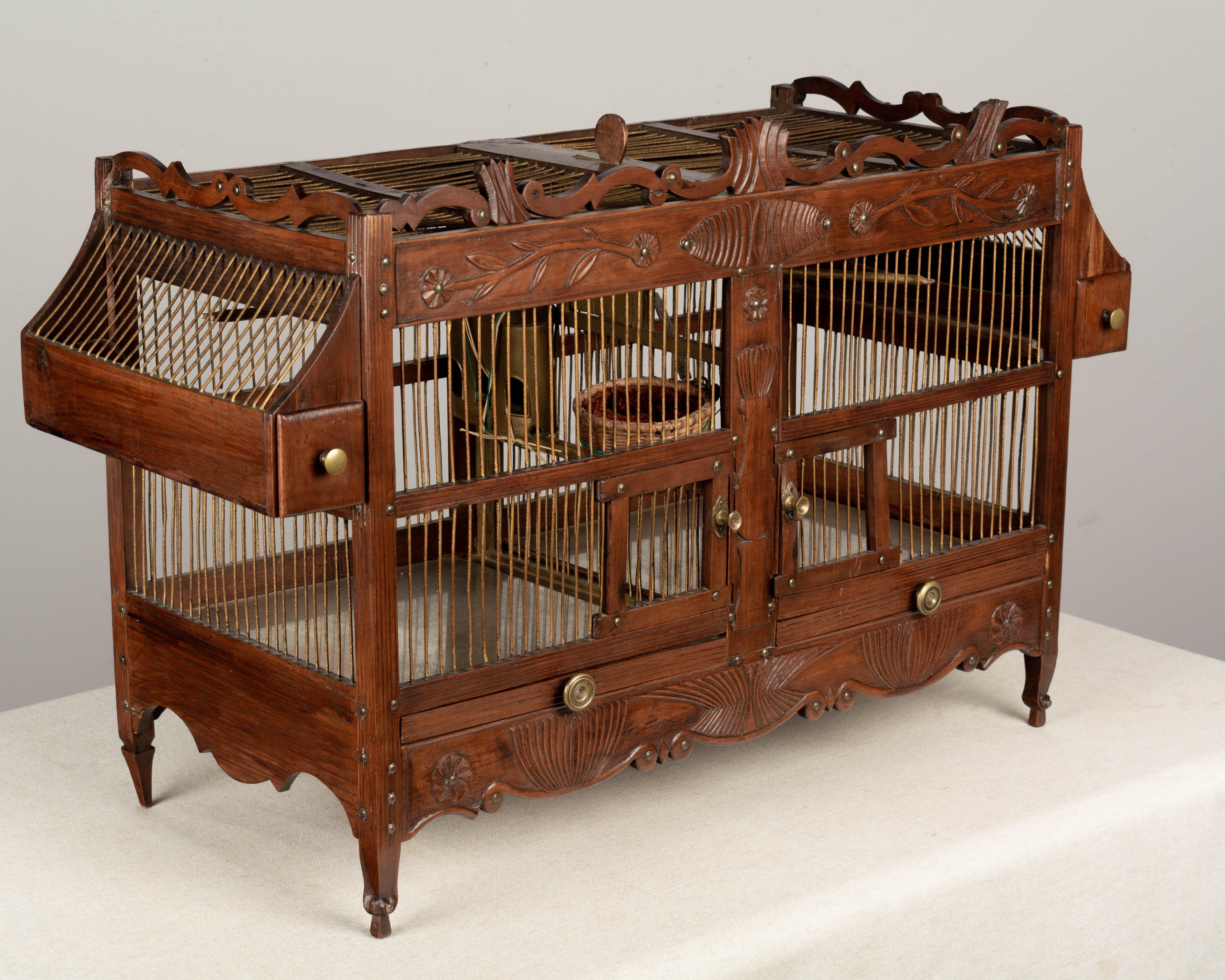 19th Century French Carved Cherry Birdcage 1