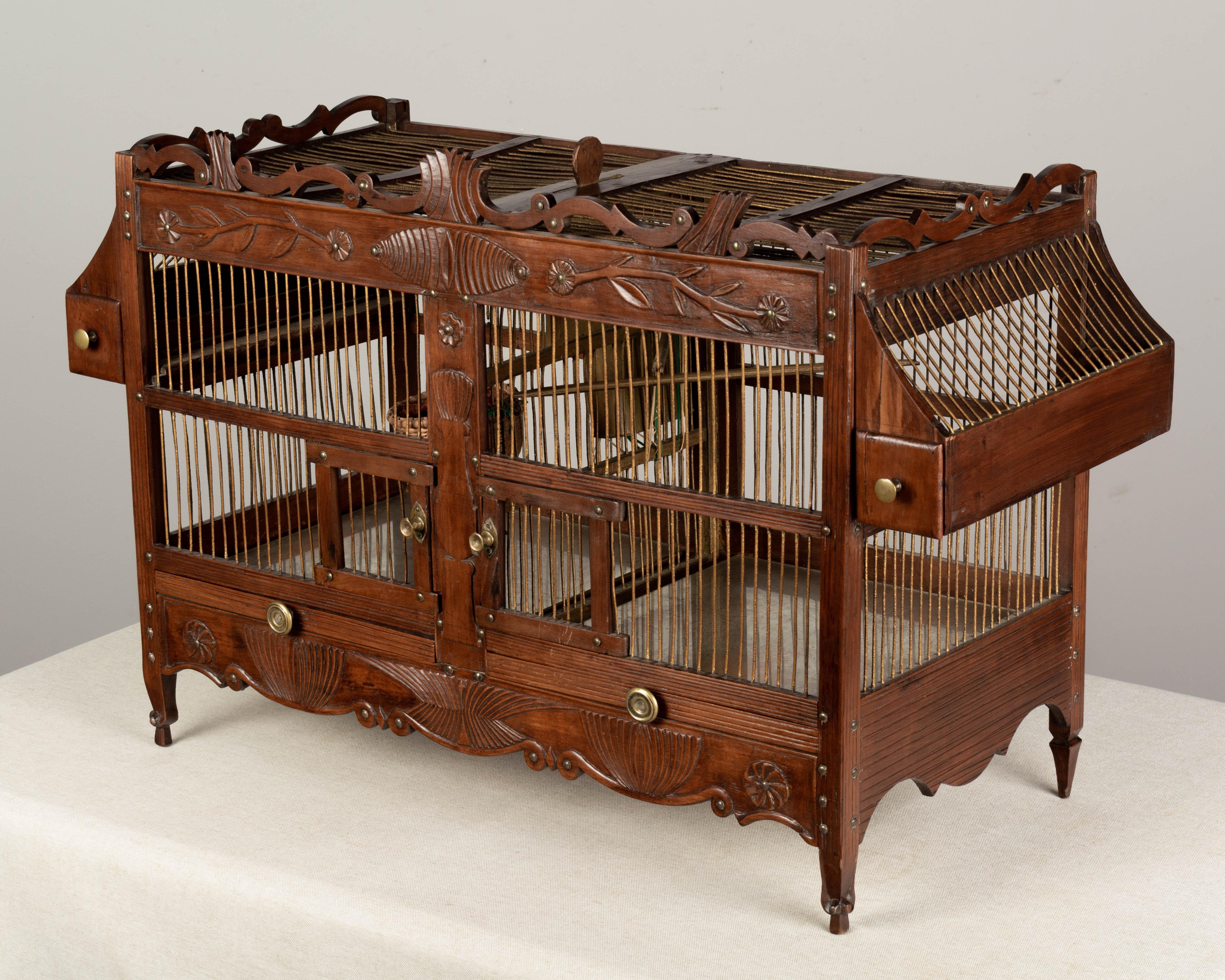 19th Century French Carved Cherry Birdcage 3