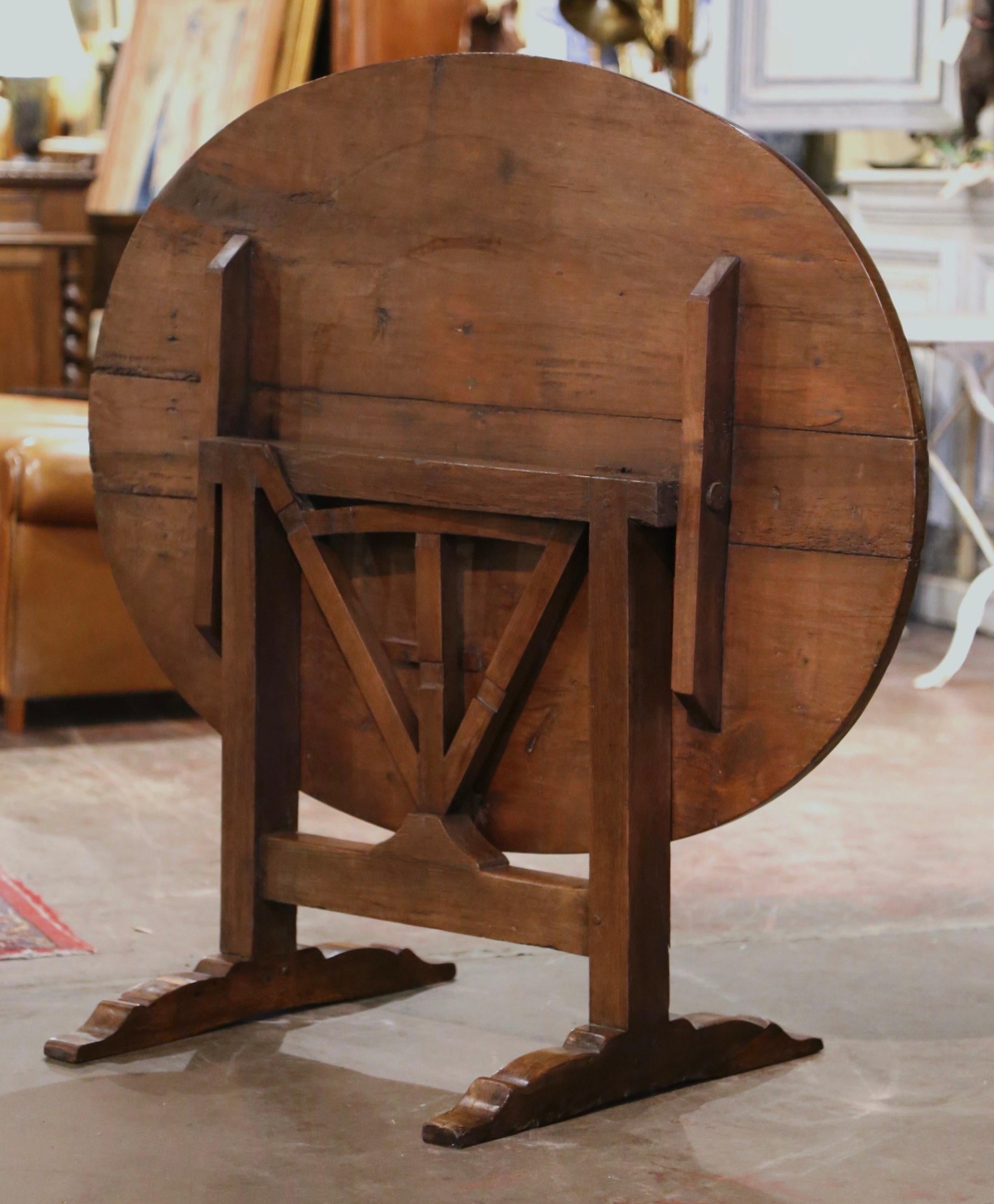 19th Century French Carved Cherry Tilt-Top Wine Tasting Table from Burgundy 8