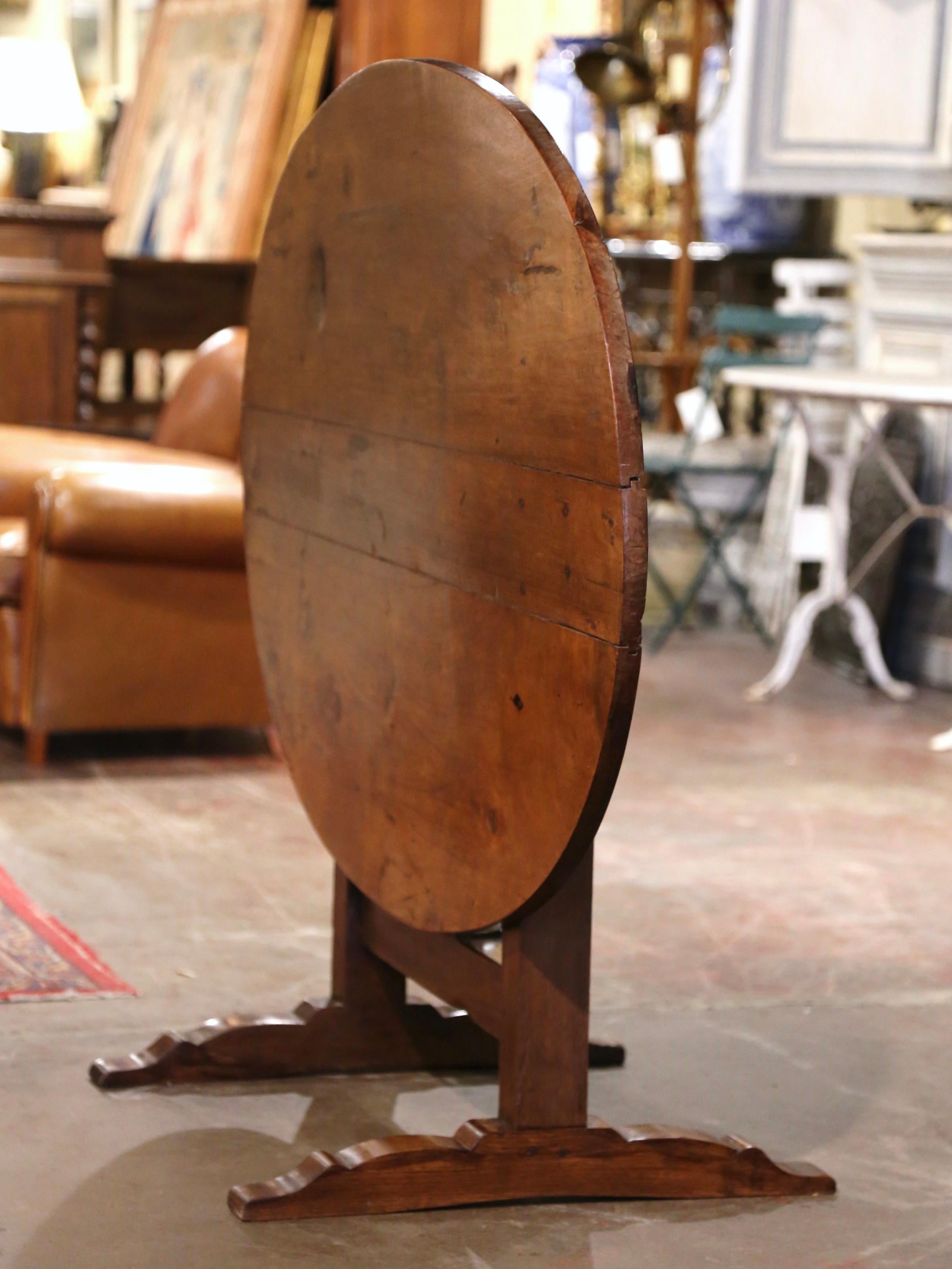 19th Century French Carved Cherry Tilt-Top Wine Tasting Table from Burgundy 3