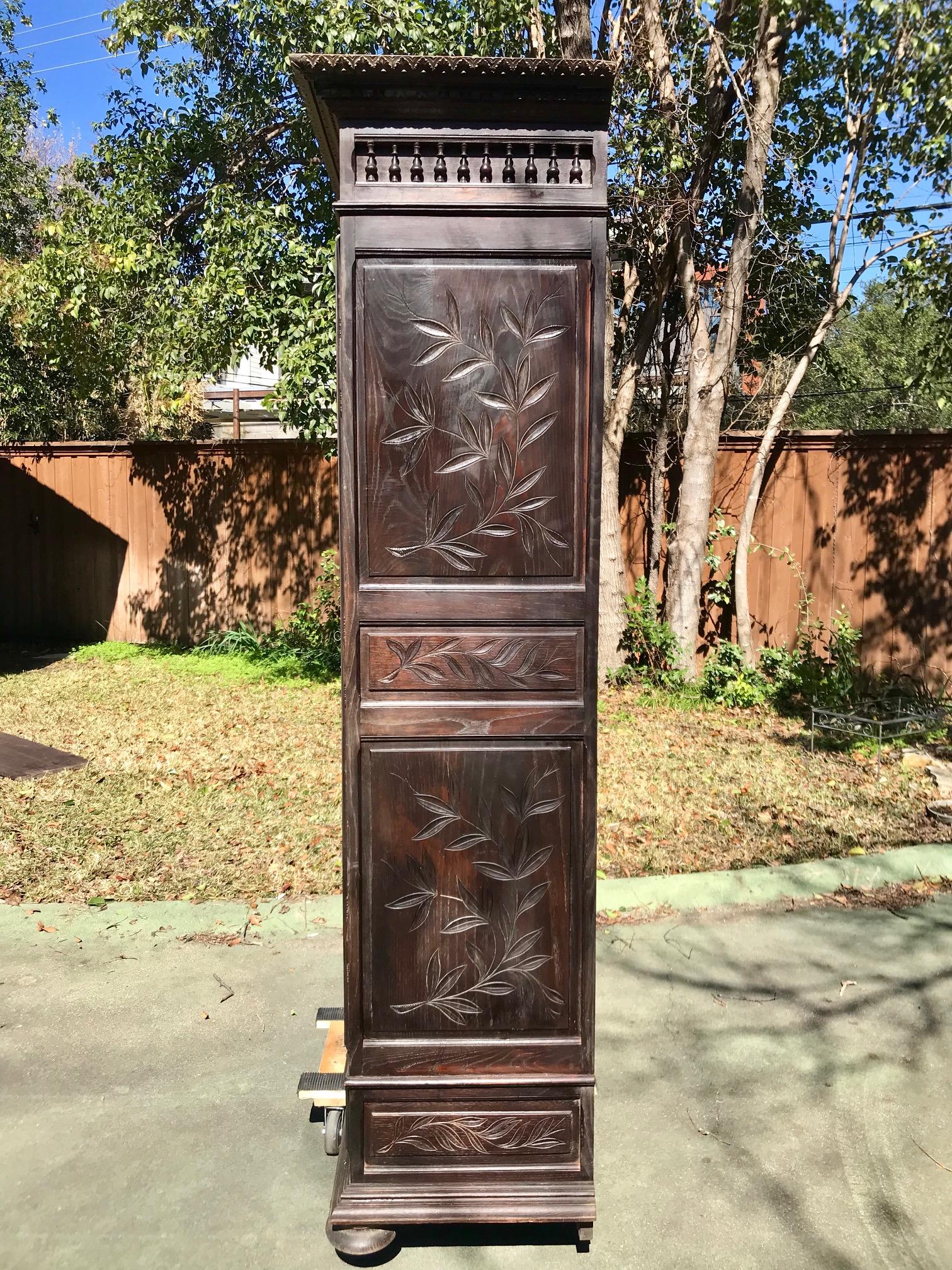 19th Century French Carved Chestnut Armoire from Brittany 1