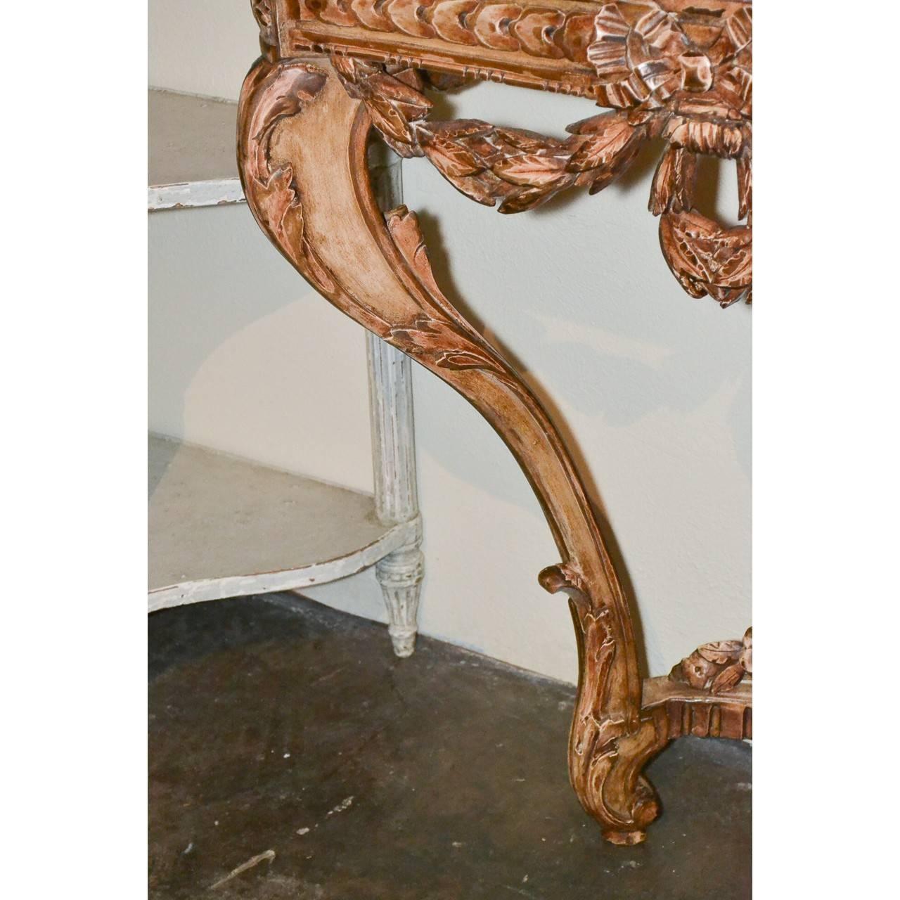 Hand-Carved 19th Century French Carved Console Table