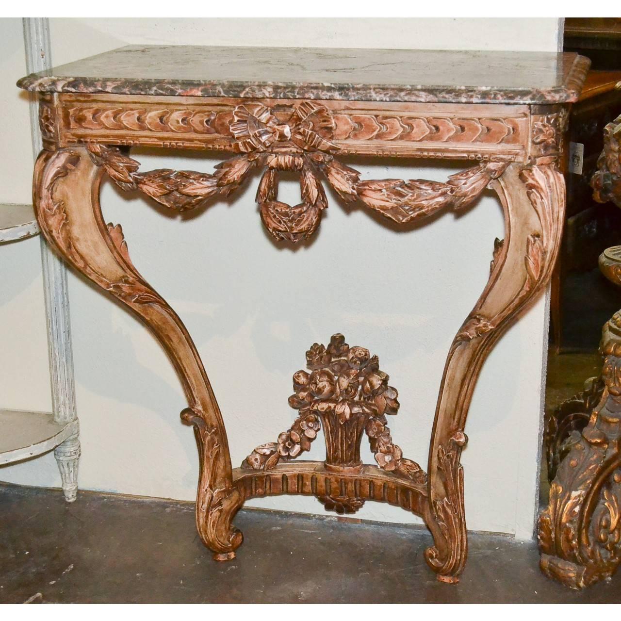 19th Century French Carved Console Table In Good Condition In Dallas, TX
