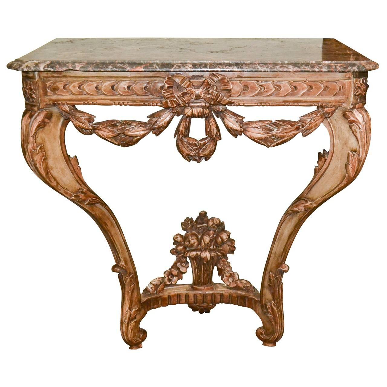19th Century French Carved Console Table