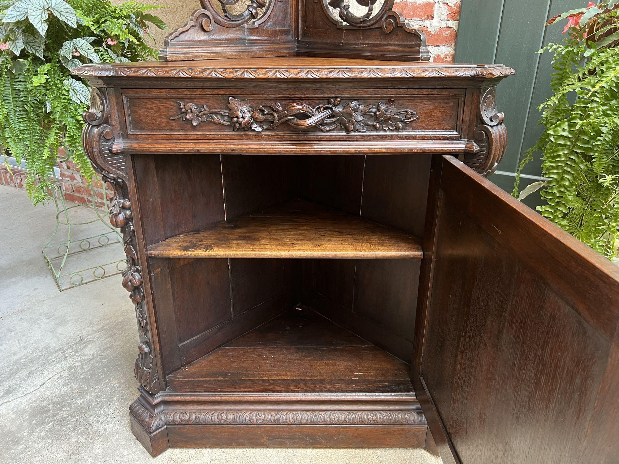19th century French Carved Corner Cabinet Black Forest Open Shelves Bookcase 13