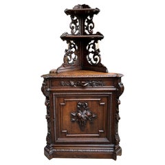 Antique 19th century French Carved Corner Cabinet Black Forest Open Shelves Bookcase