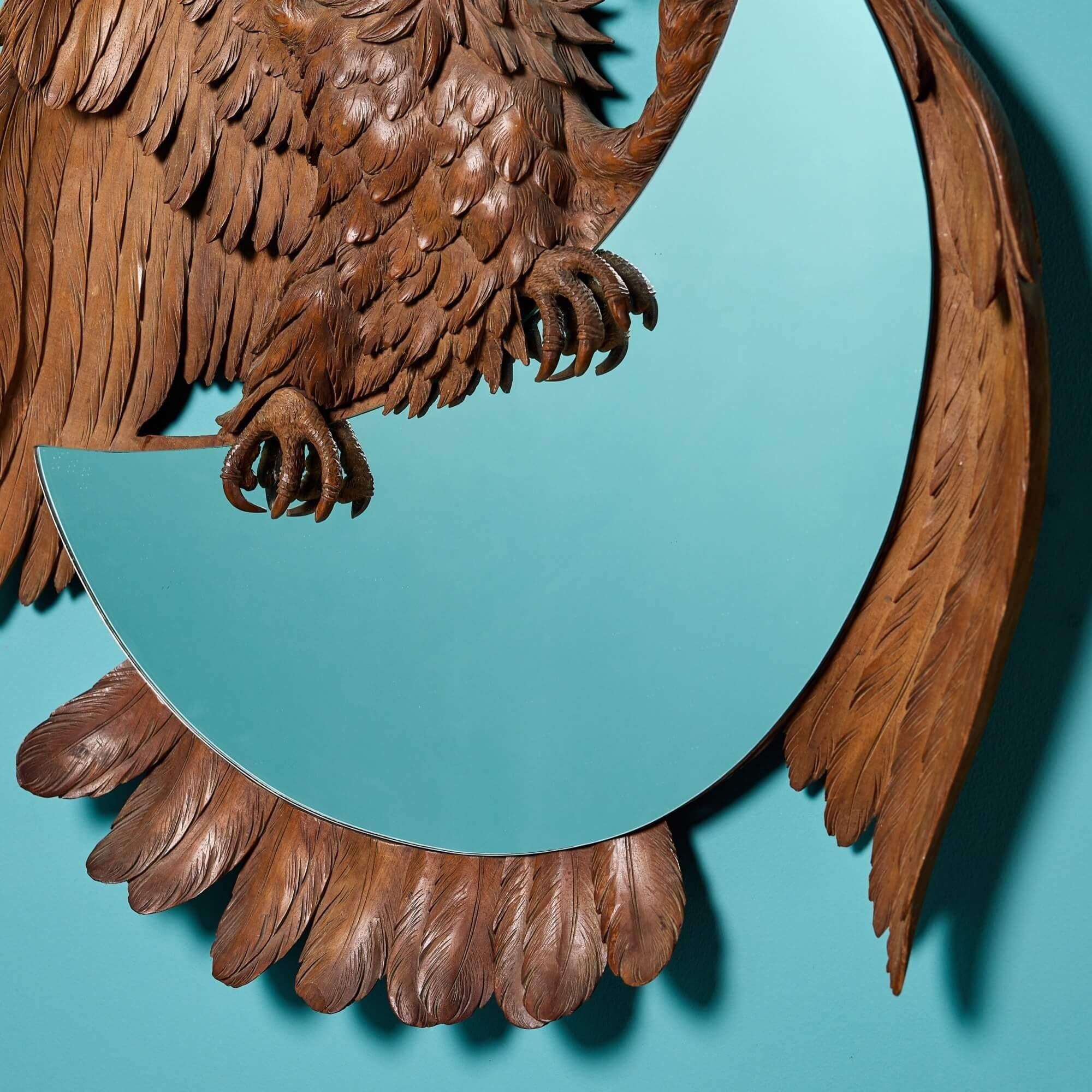 19th Century French Carved Eagle Mirror In Good Condition For Sale In Wormelow, Herefordshire