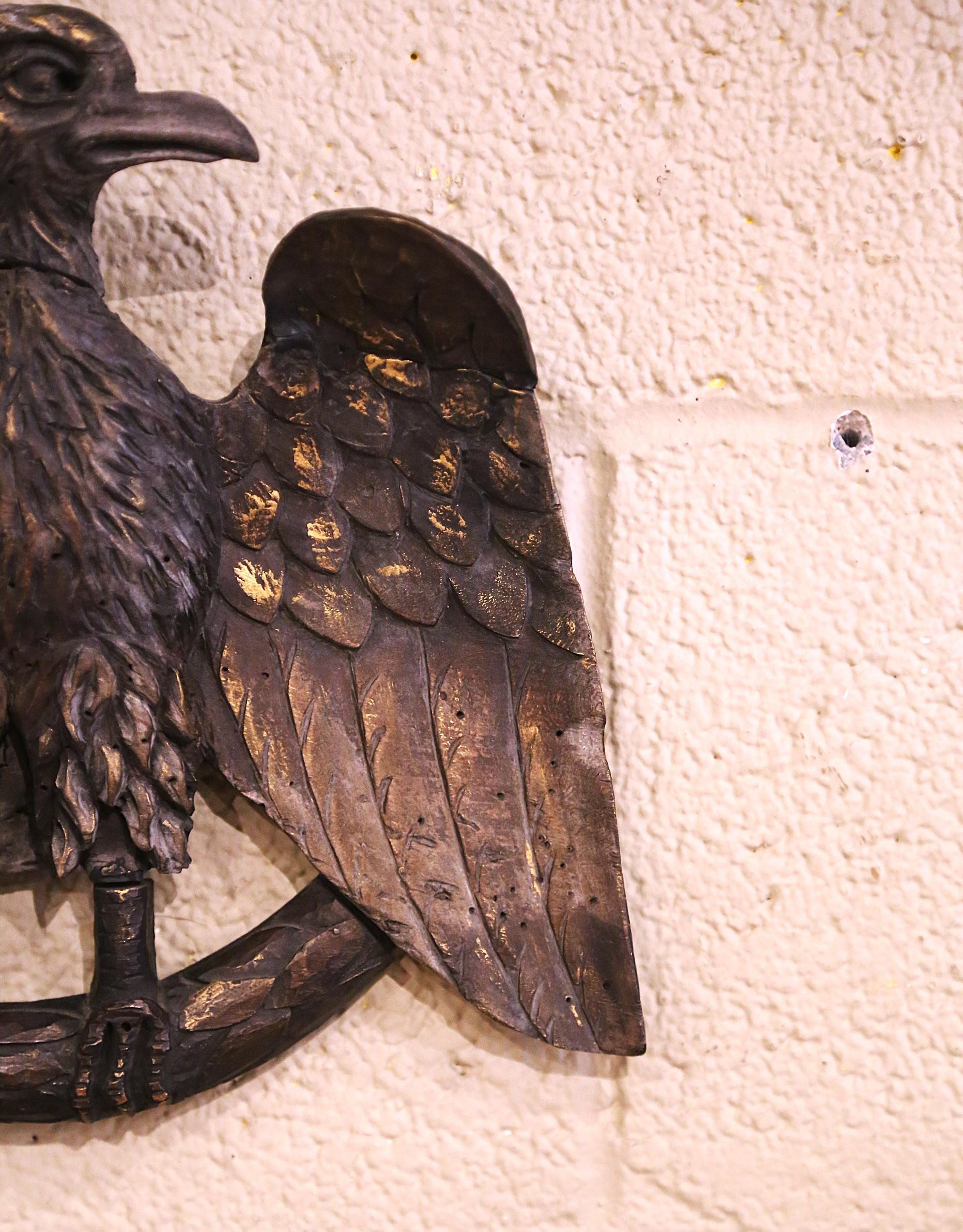 Hand-Carved 19th Century French Carved Eagle Wall Sculpture For Sale