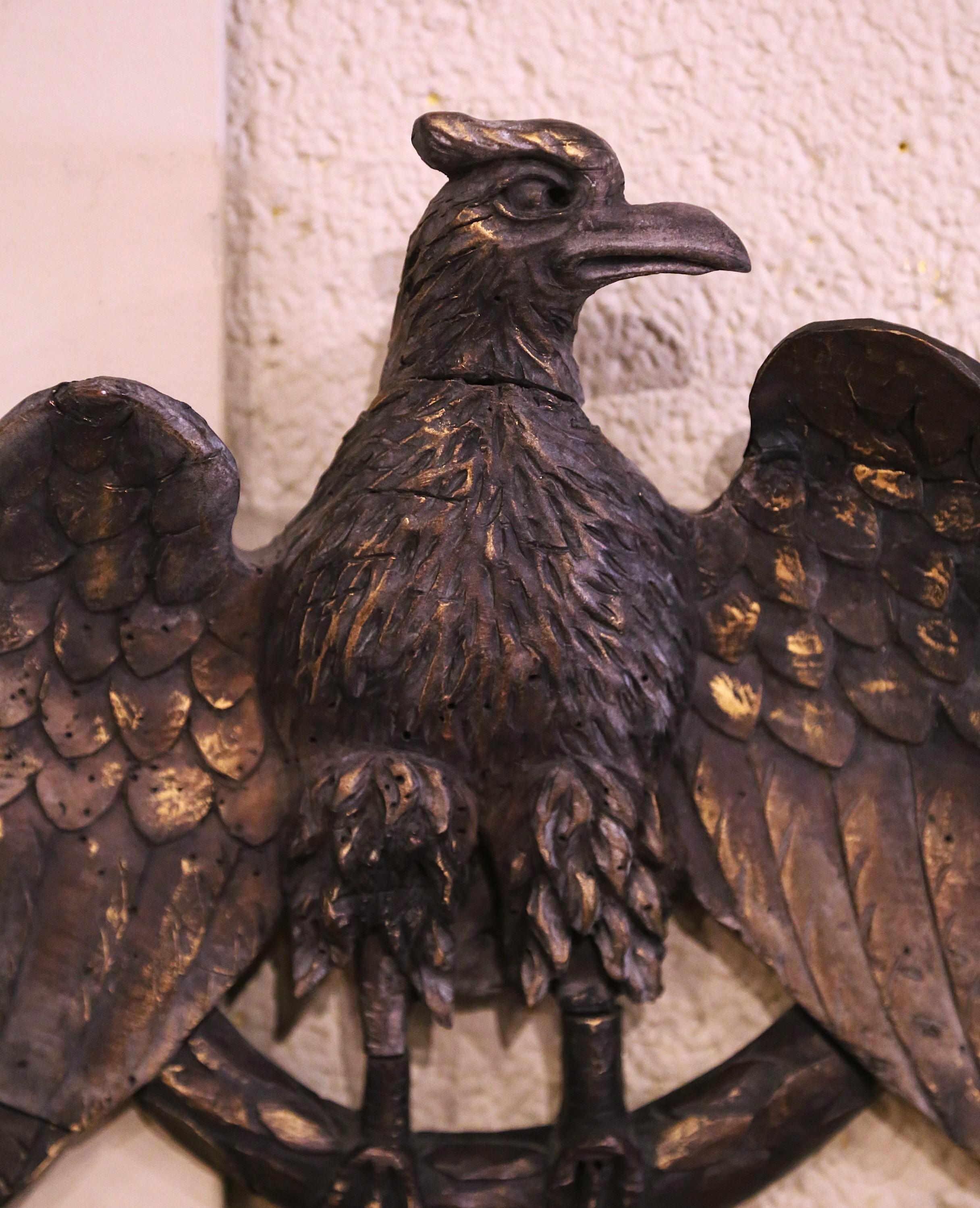 19th Century French Carved Eagle Wall Sculpture In Excellent Condition For Sale In Dallas, TX