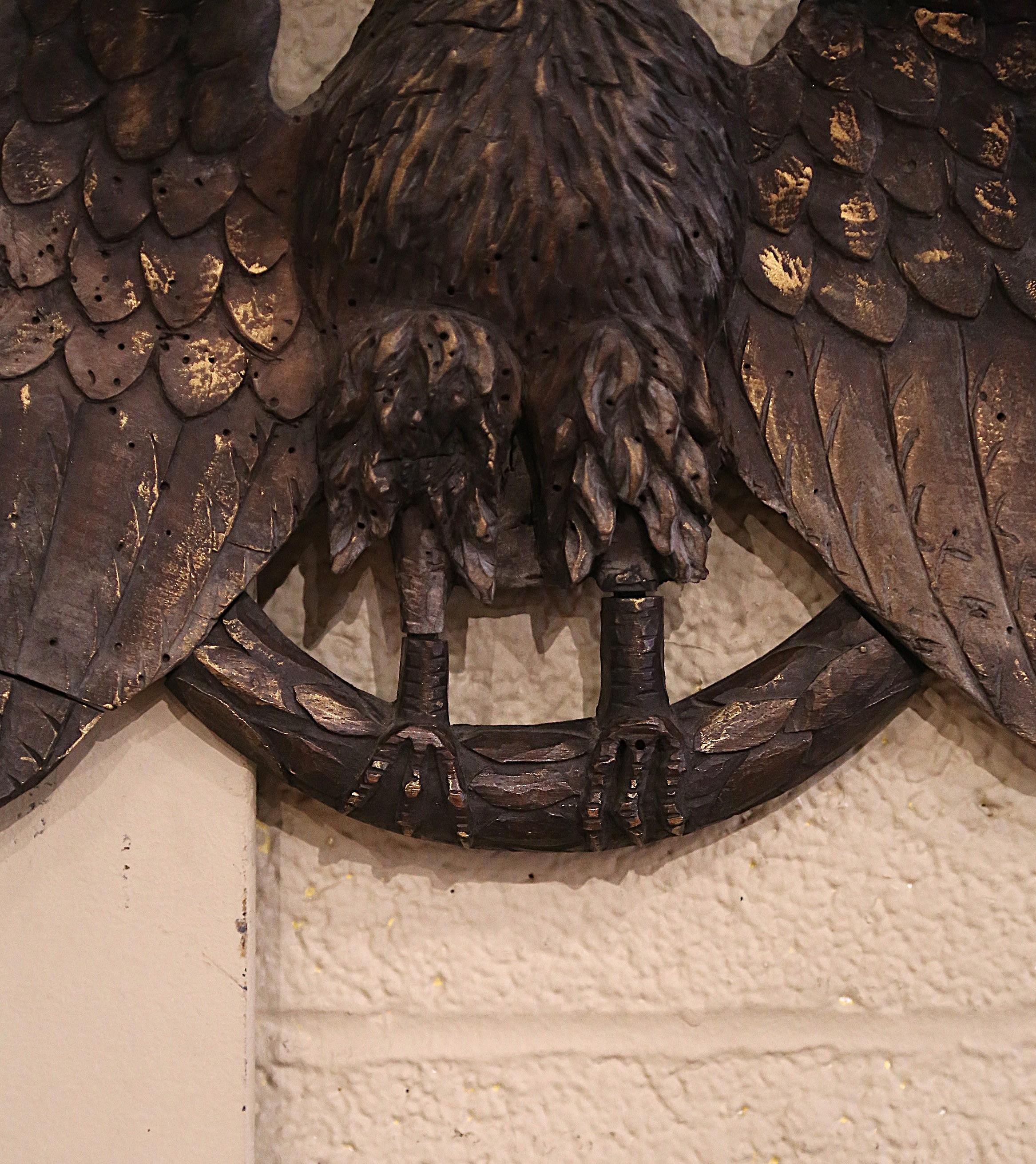 Wood 19th Century French Carved Eagle Wall Sculpture For Sale