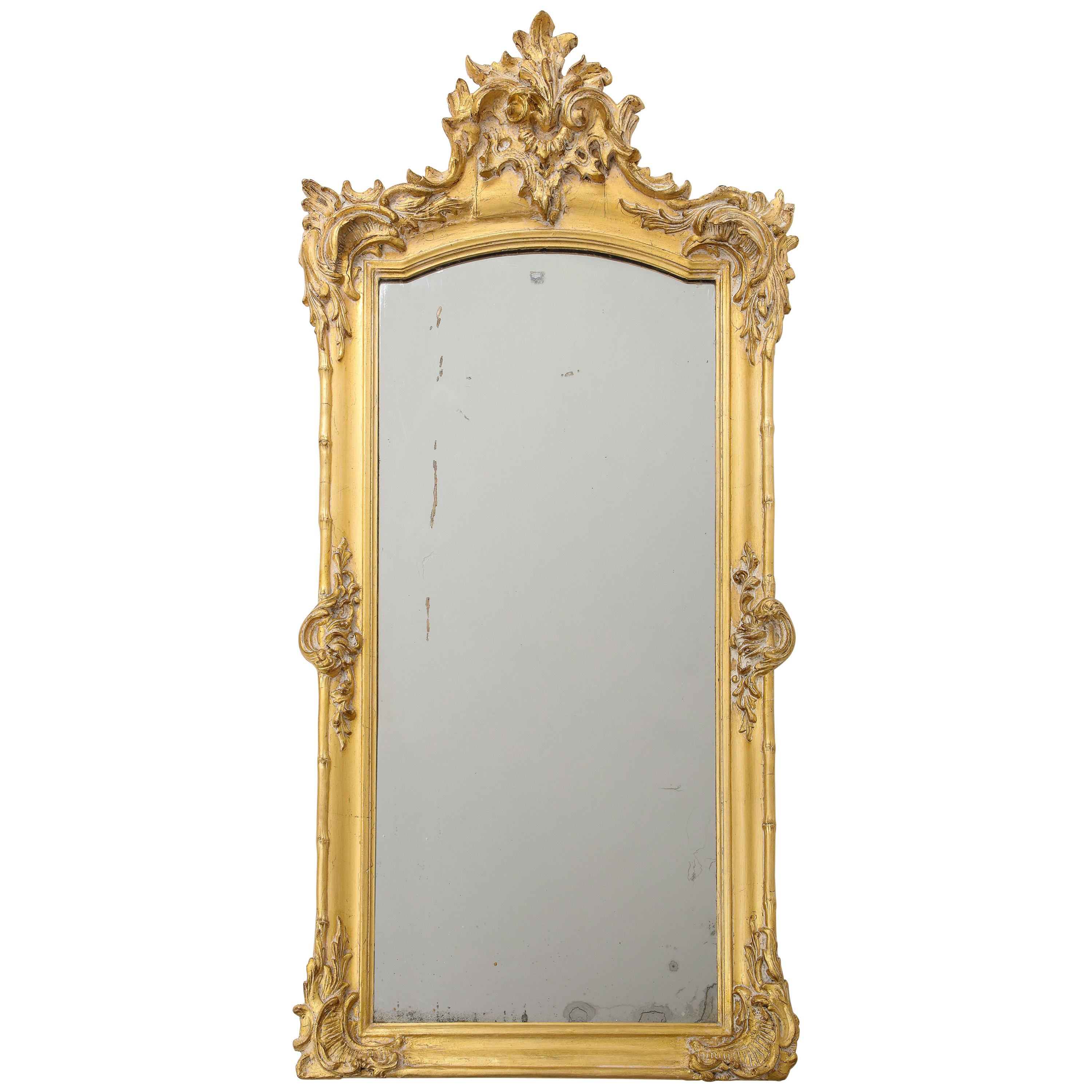 Französischer geschnitzter vergoldeter Spiegel aus dem 19. Jahrhundert
