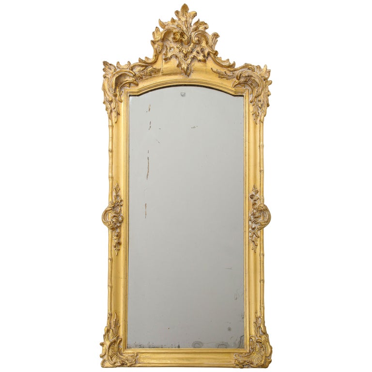 19th Century French Carved Gilded Mirror For Sale