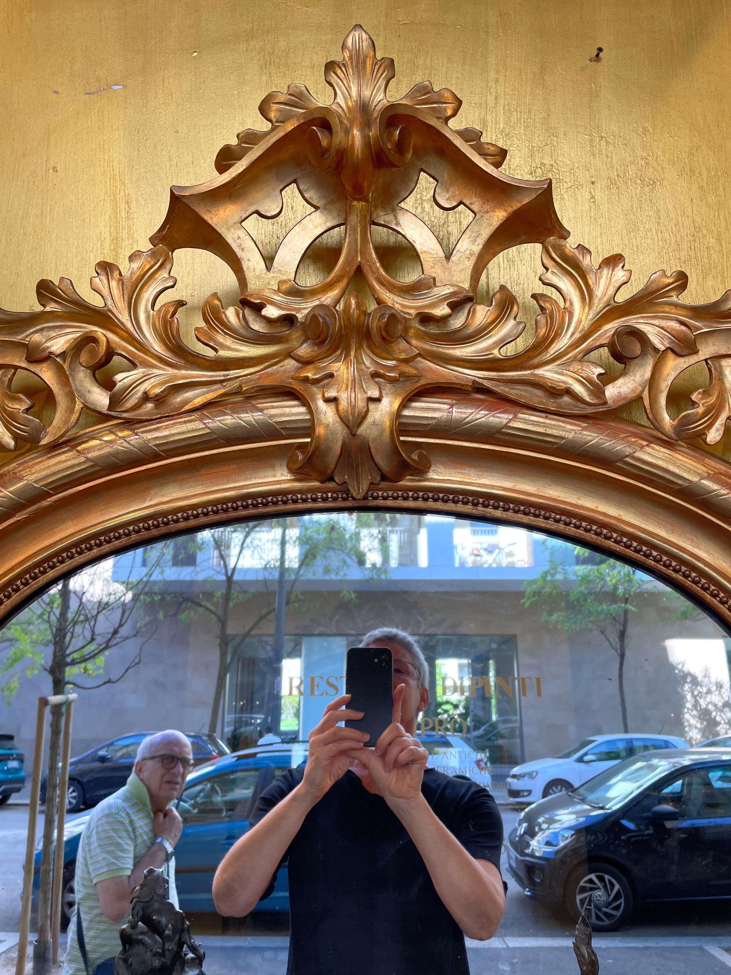 19th Century French Carved Gilt Wood Floor Mirror For Sale 3