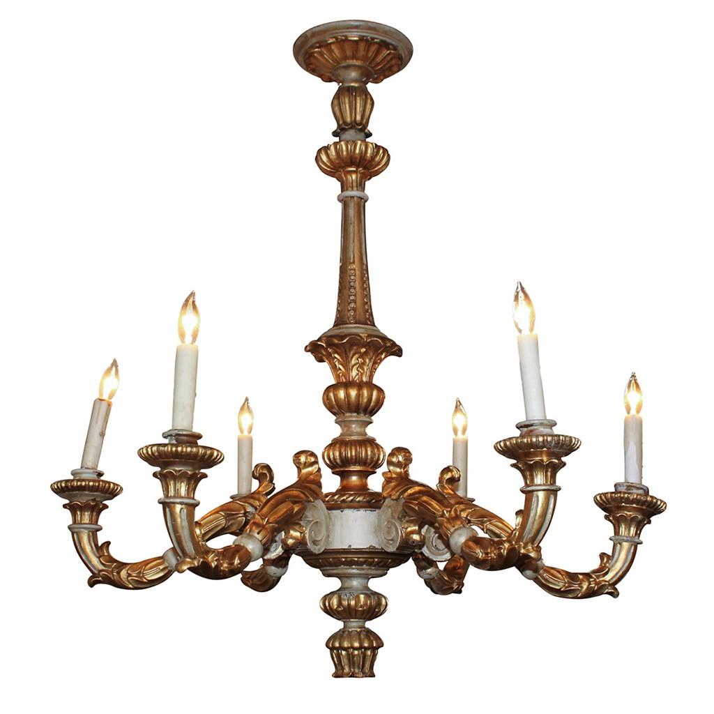 19th Century French Carved Giltwood Chandelier