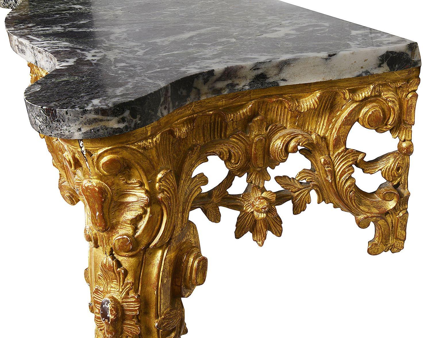 19th Century French Carved Giltwood Console Table In Good Condition For Sale In Brighton, Sussex