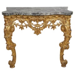 Antique 19th Century French Carved Giltwood Console Table