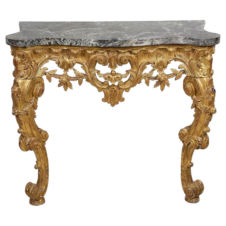 19th Century French Carved Giltwood Console Table For Sale at 1stDibs