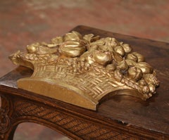 19th Century French Carved Giltwood Fruit and Foliage Wall Basket Sculpture