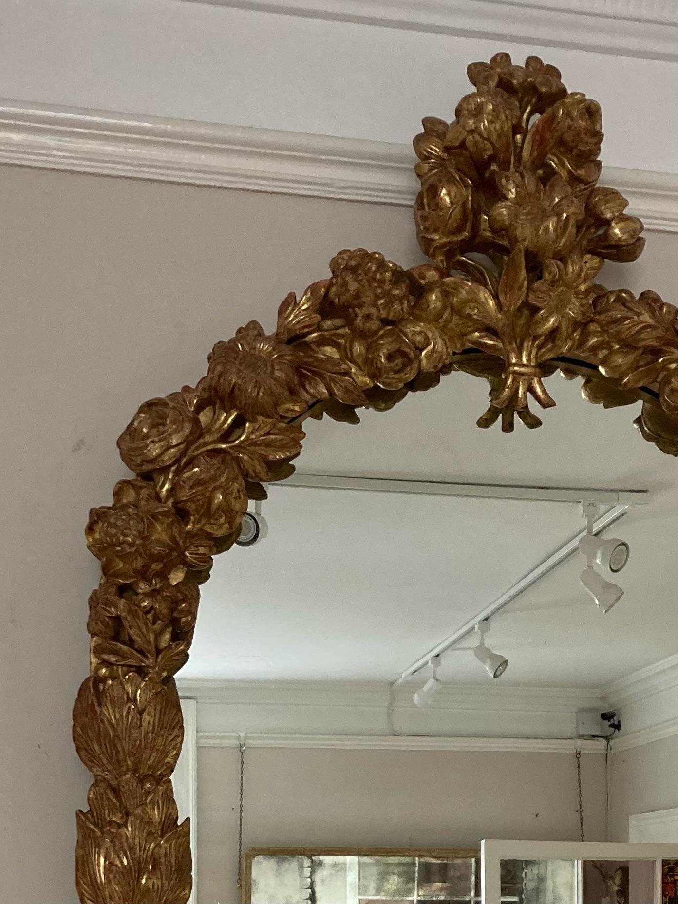 19th Century French Carved Giltwood Overmantle Mirror In Excellent Condition For Sale In Reepham, GB