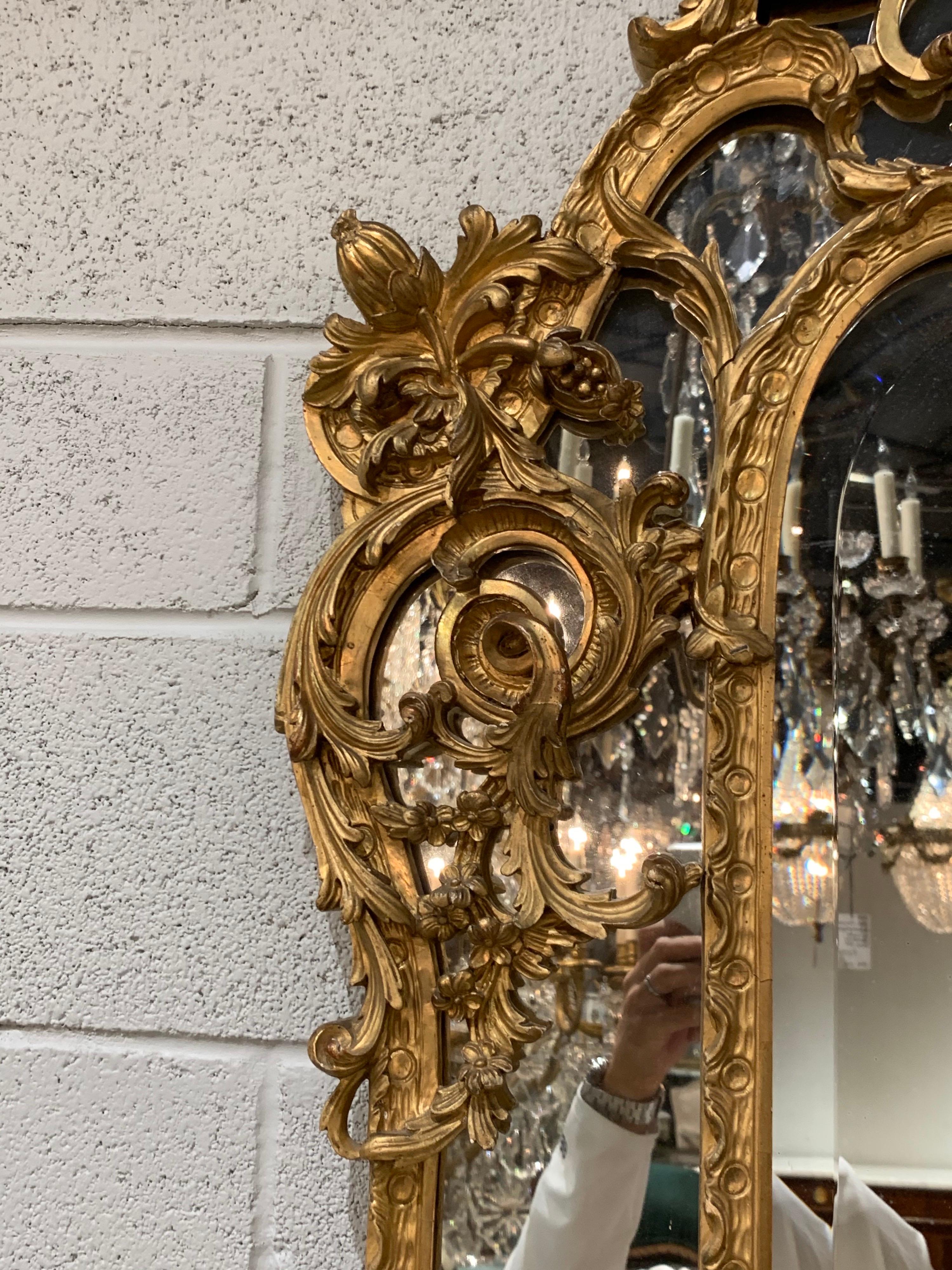 19th Century French Carved Giltwood Rococo Mirror 1