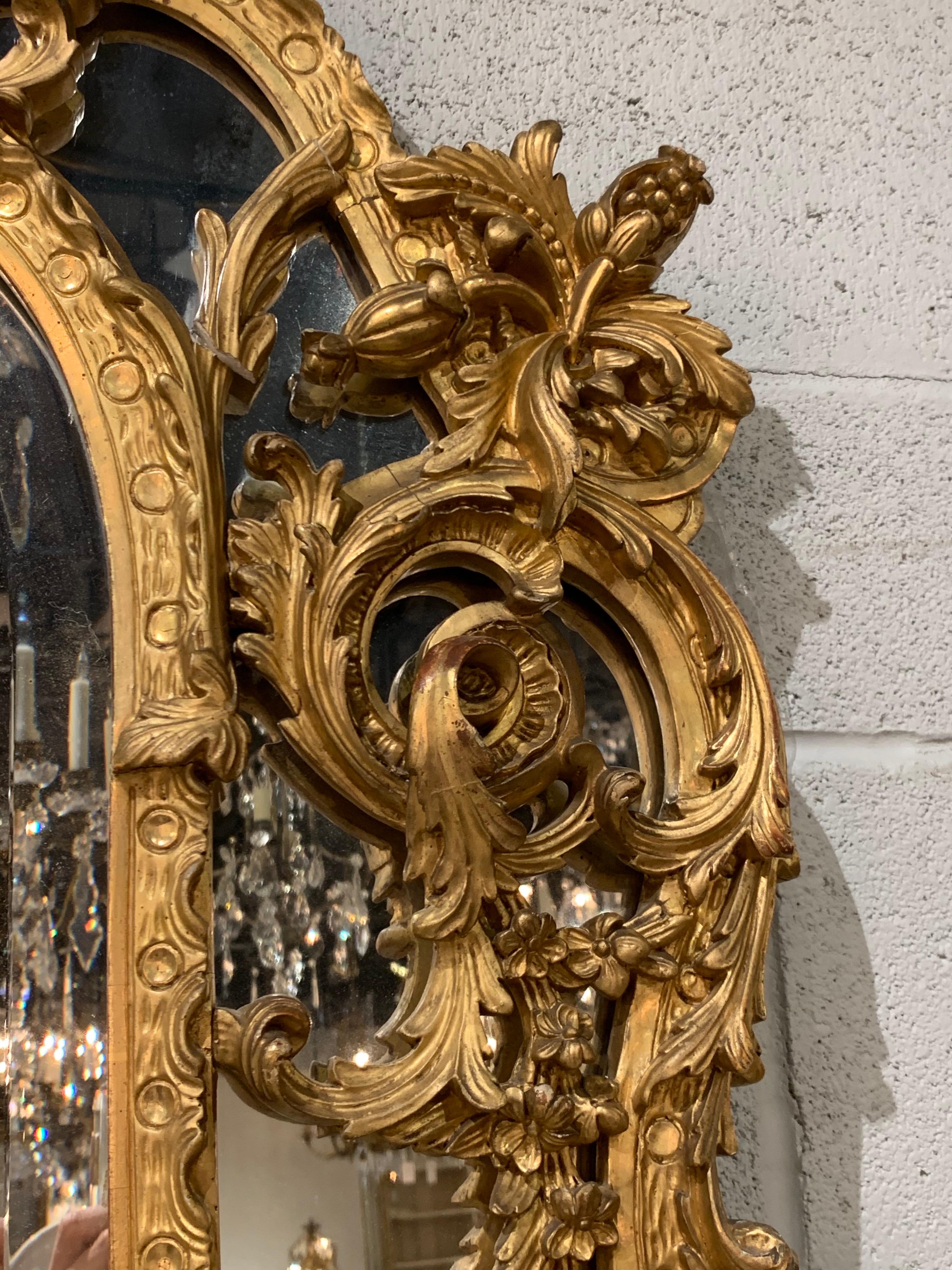 19th Century French Carved Giltwood Rococo Mirror 2